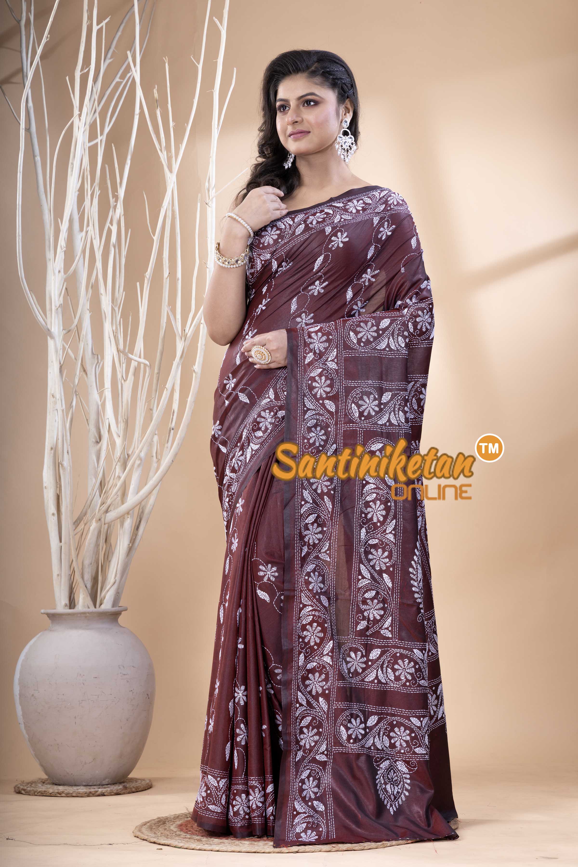 Bangalore Silk Kantha Stitch Saree SN202523744