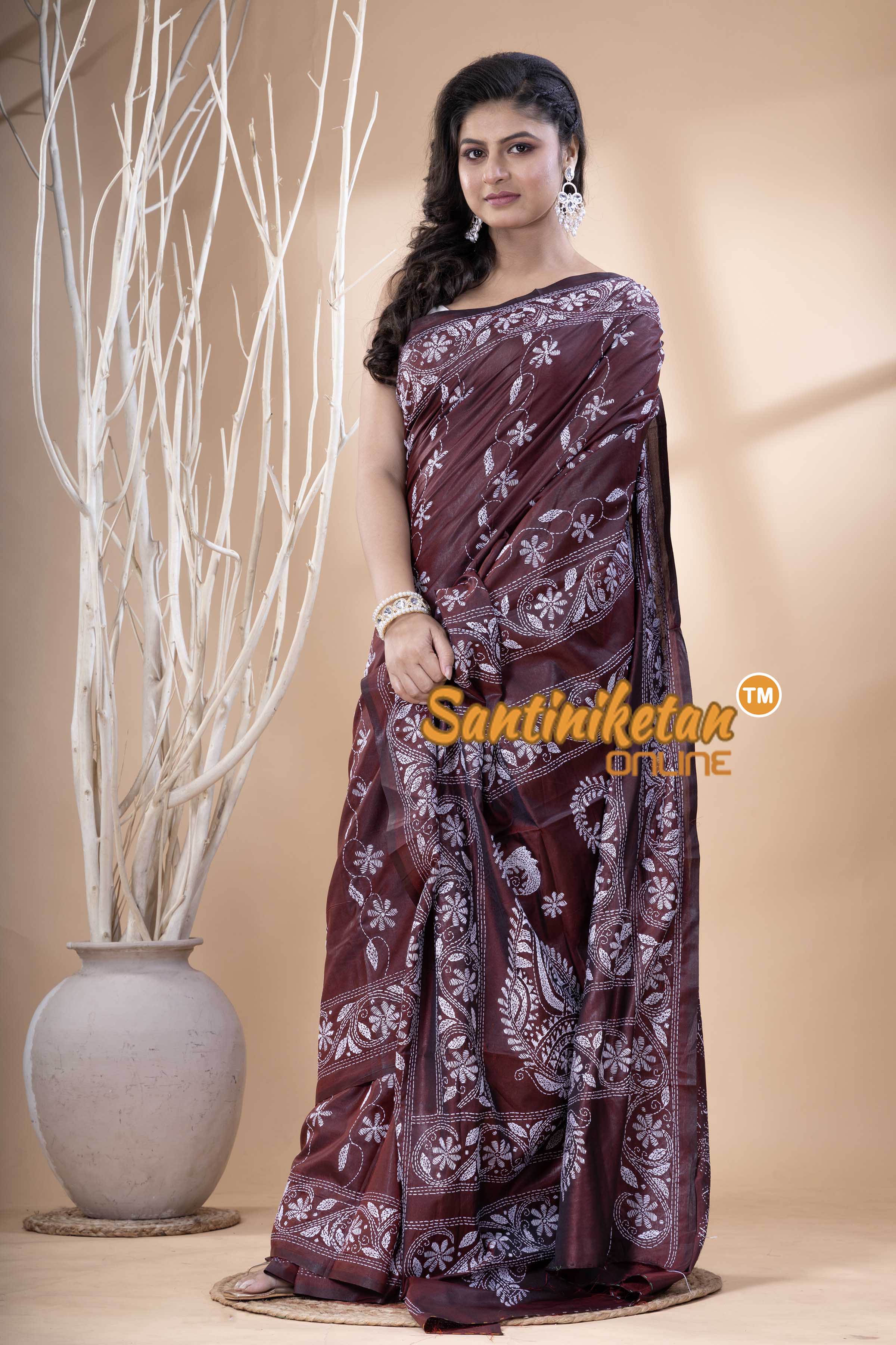 Bangalore Silk Kantha Stitch Saree SN202523744