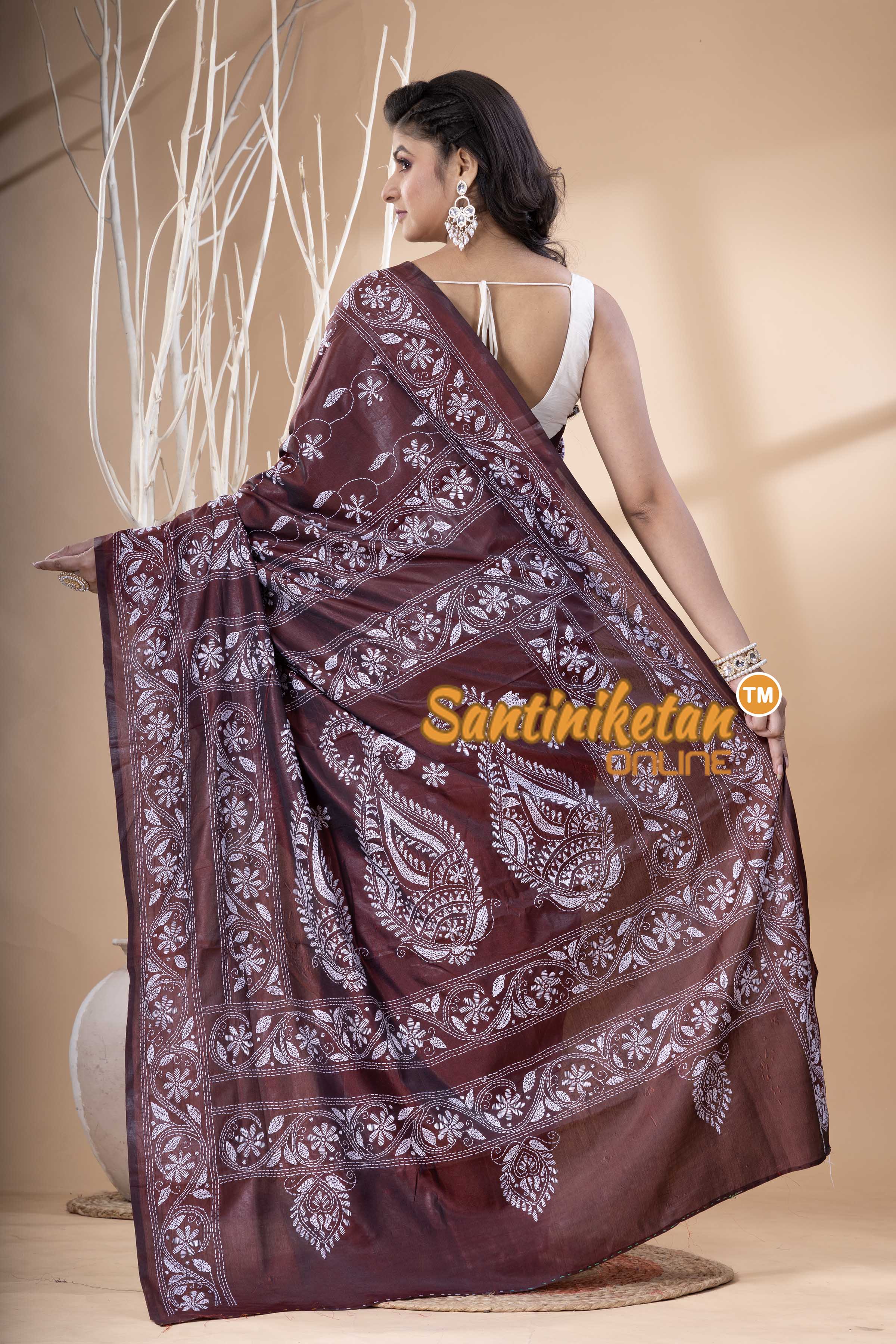 Bangalore Silk Kantha Stitch Saree SN202523744