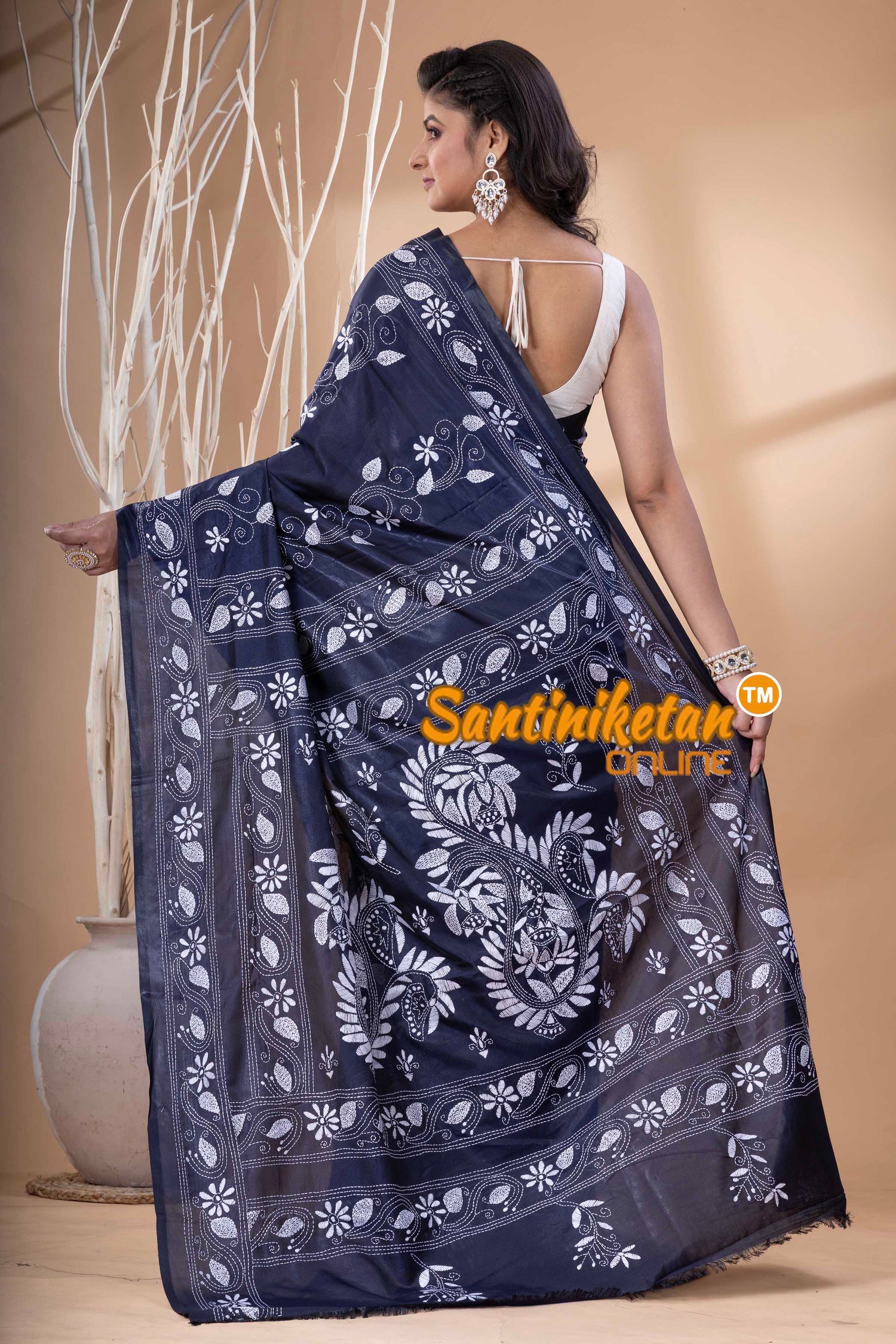 Bangalore Silk Kantha Stitch Saree SN202523750