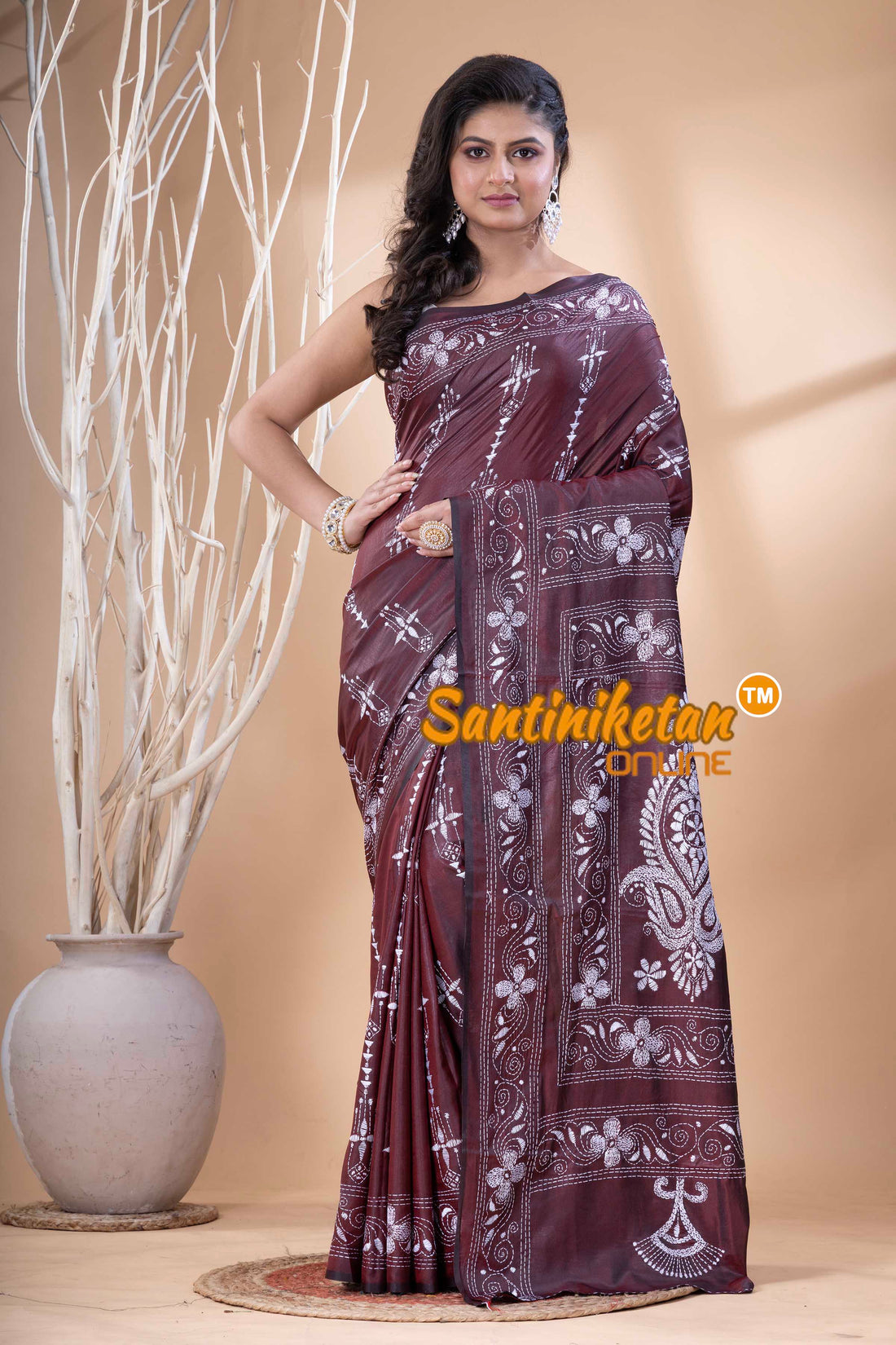 Bangalore Silk Kantha Stitch Saree SN202523756