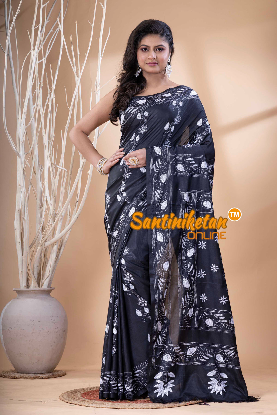 Bangalore Silk Kantha Stitch Saree SN202523762