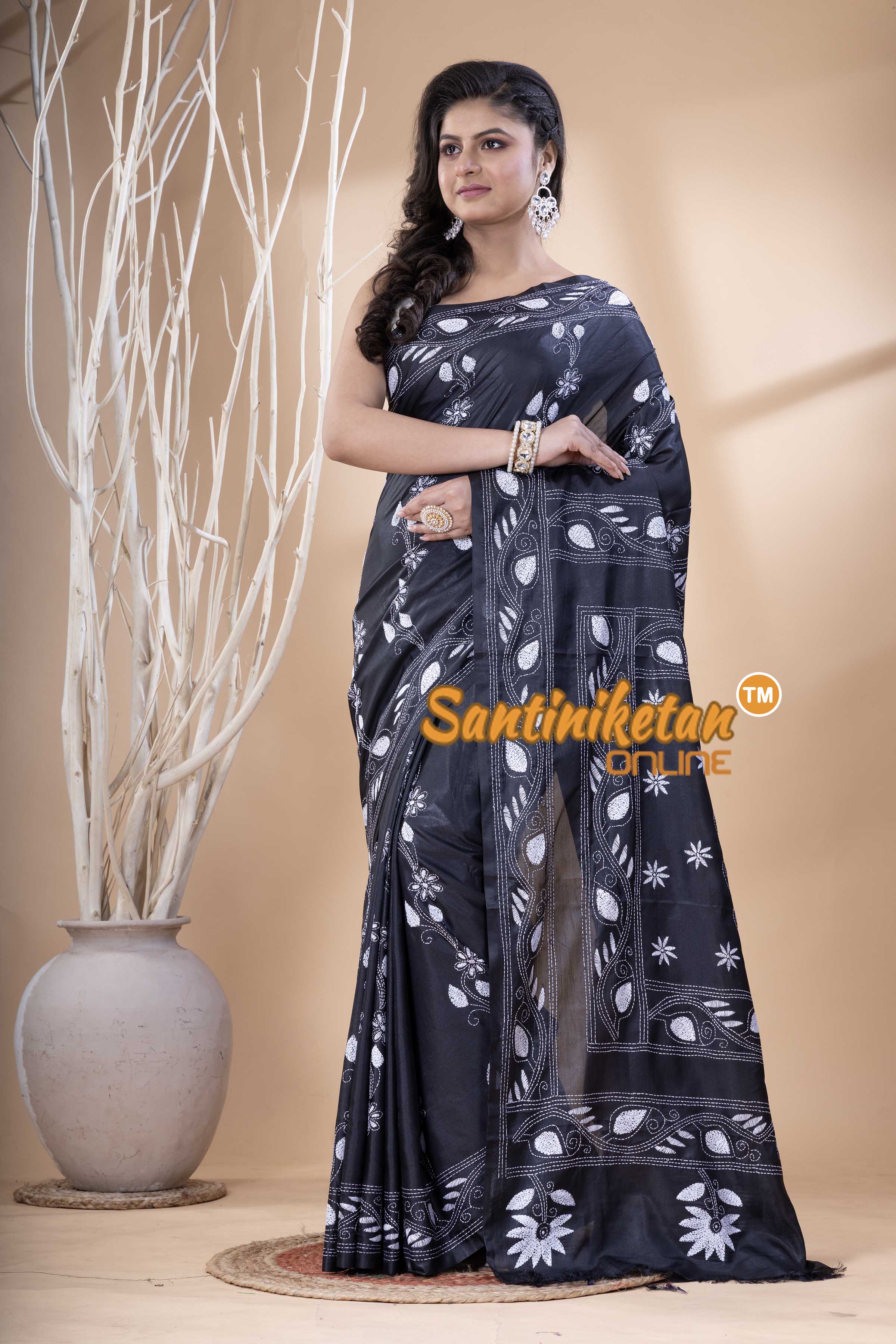 Bangalore Silk Kantha Stitch Saree SN202523762
