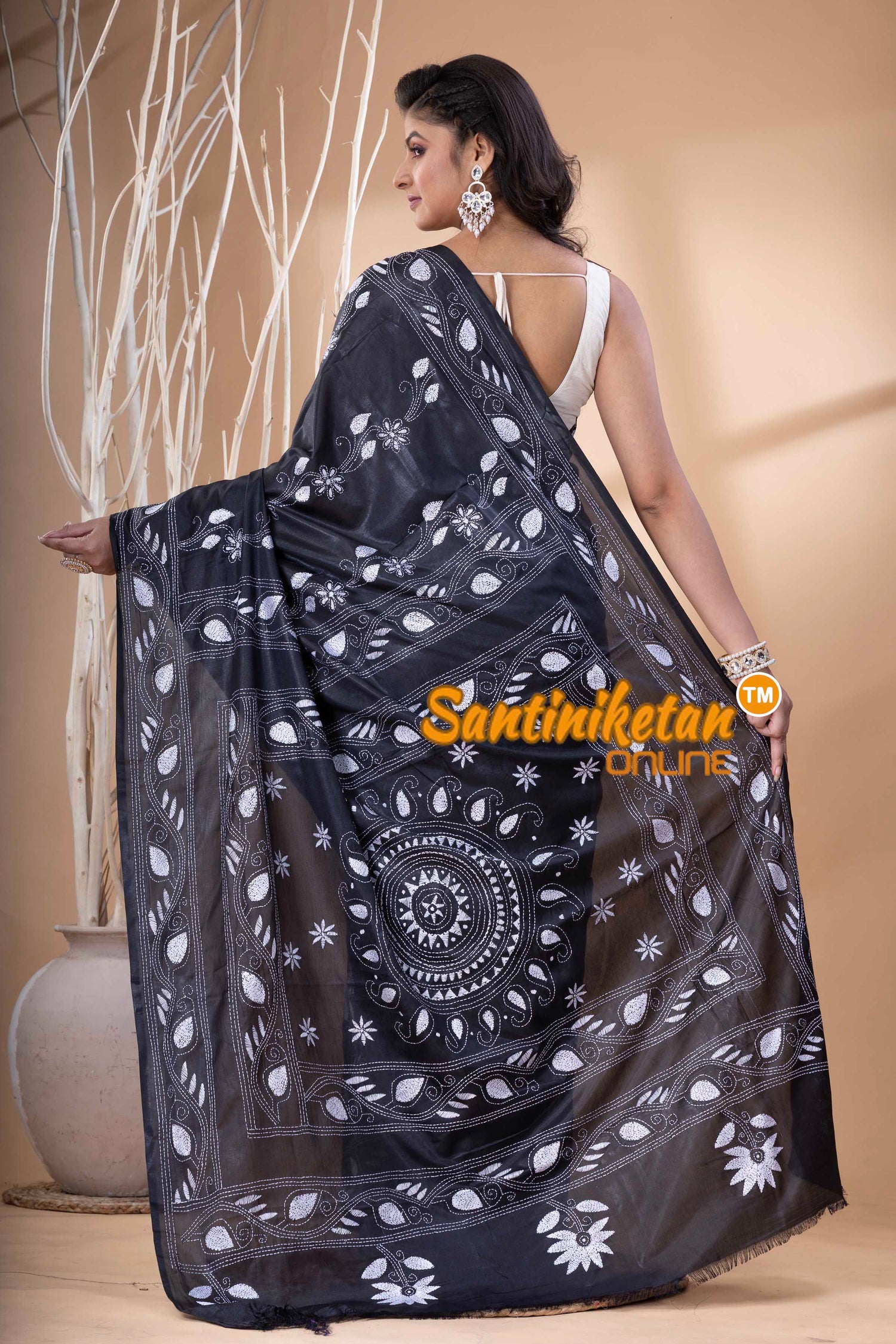 Bangalore Silk Kantha Stitch Saree SN202523762