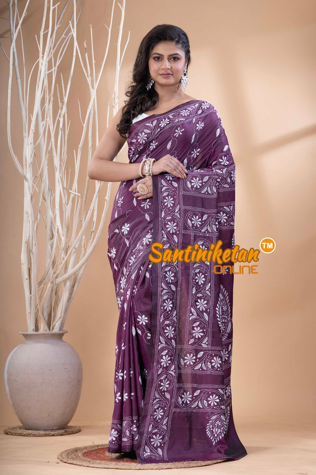 Bangalore Silk Kantha Stitch Saree SN202523769