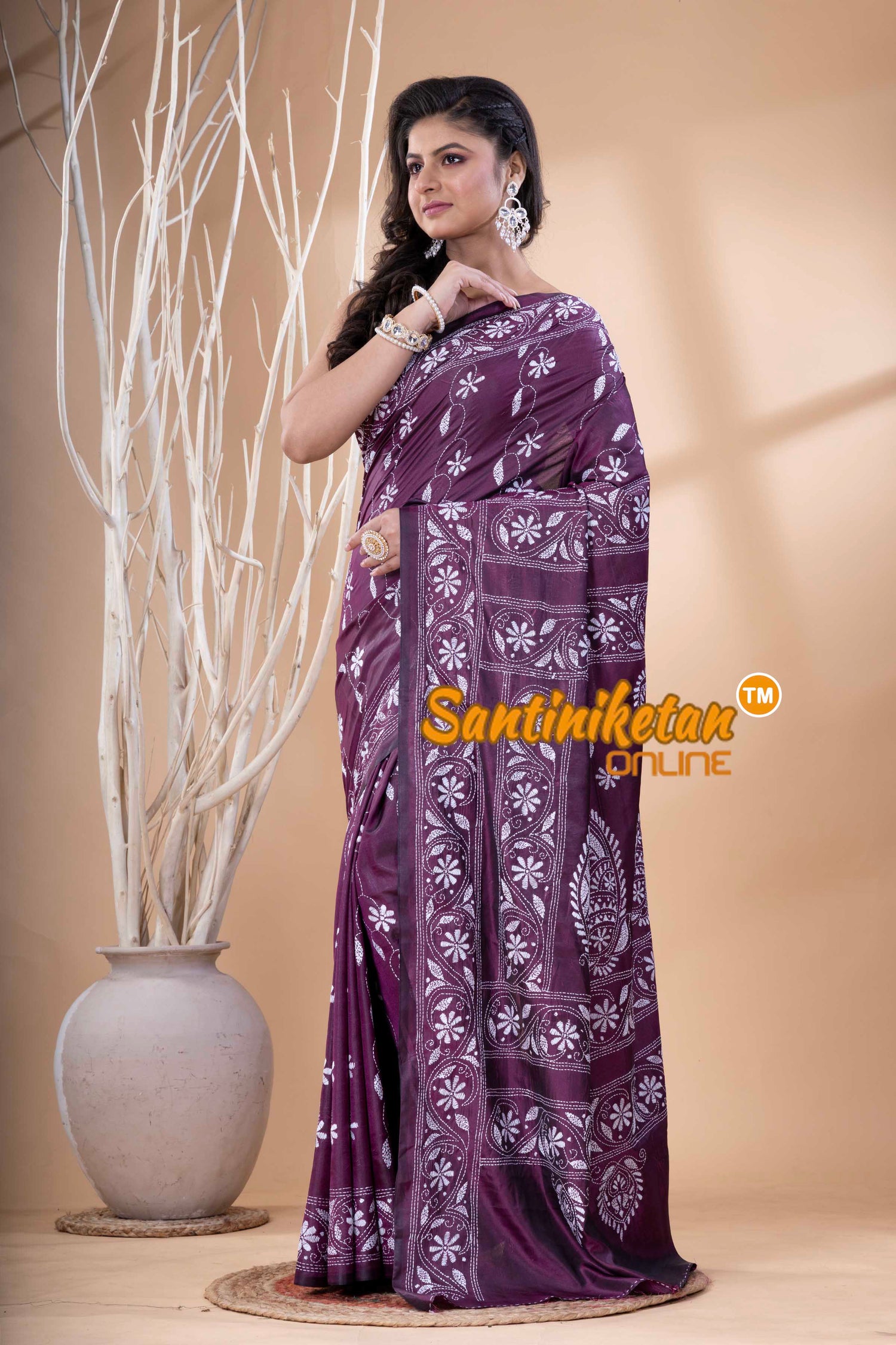 Bangalore Silk Kantha Stitch Saree SN202523769