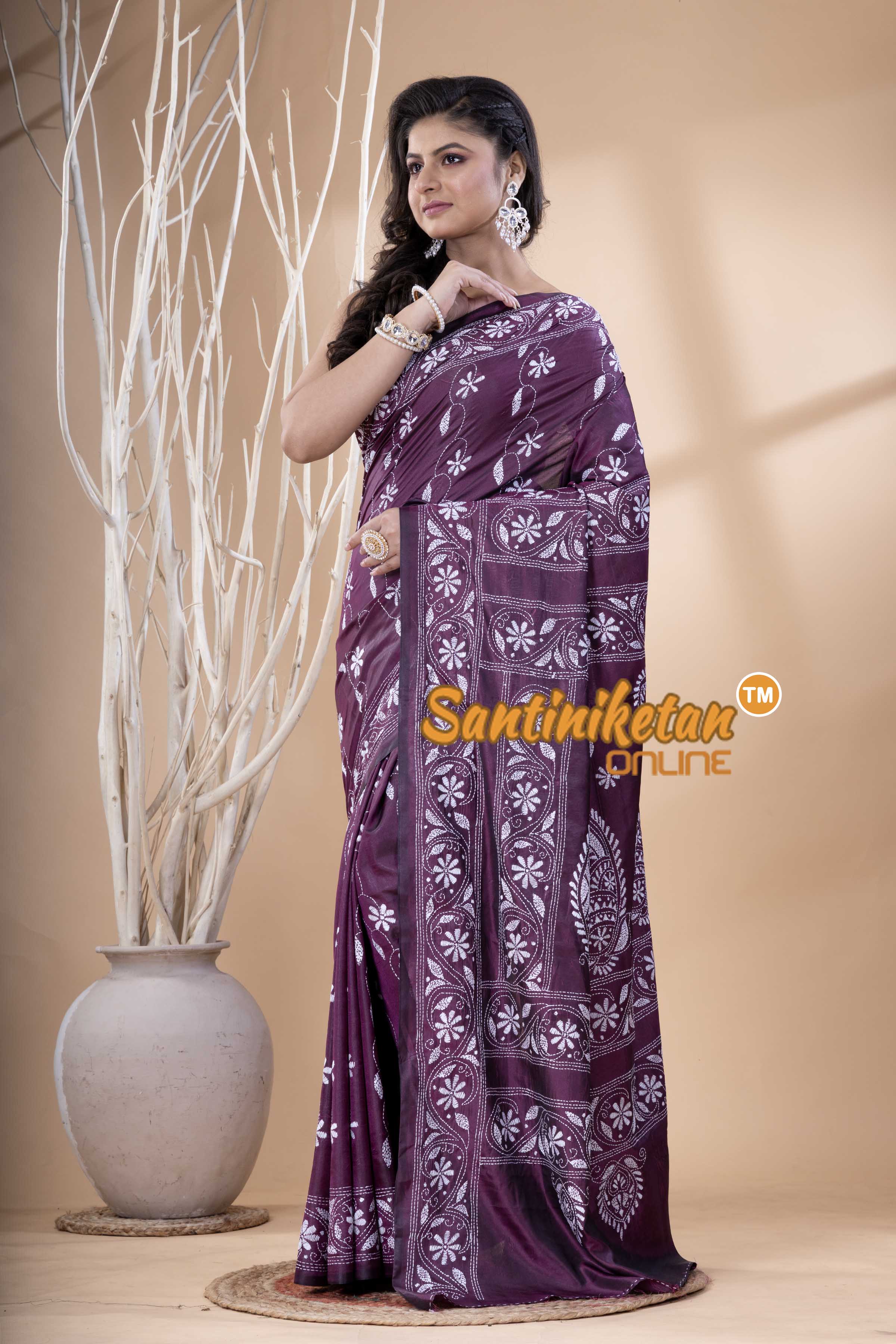 Bangalore Silk Kantha Stitch Saree SN202523769
