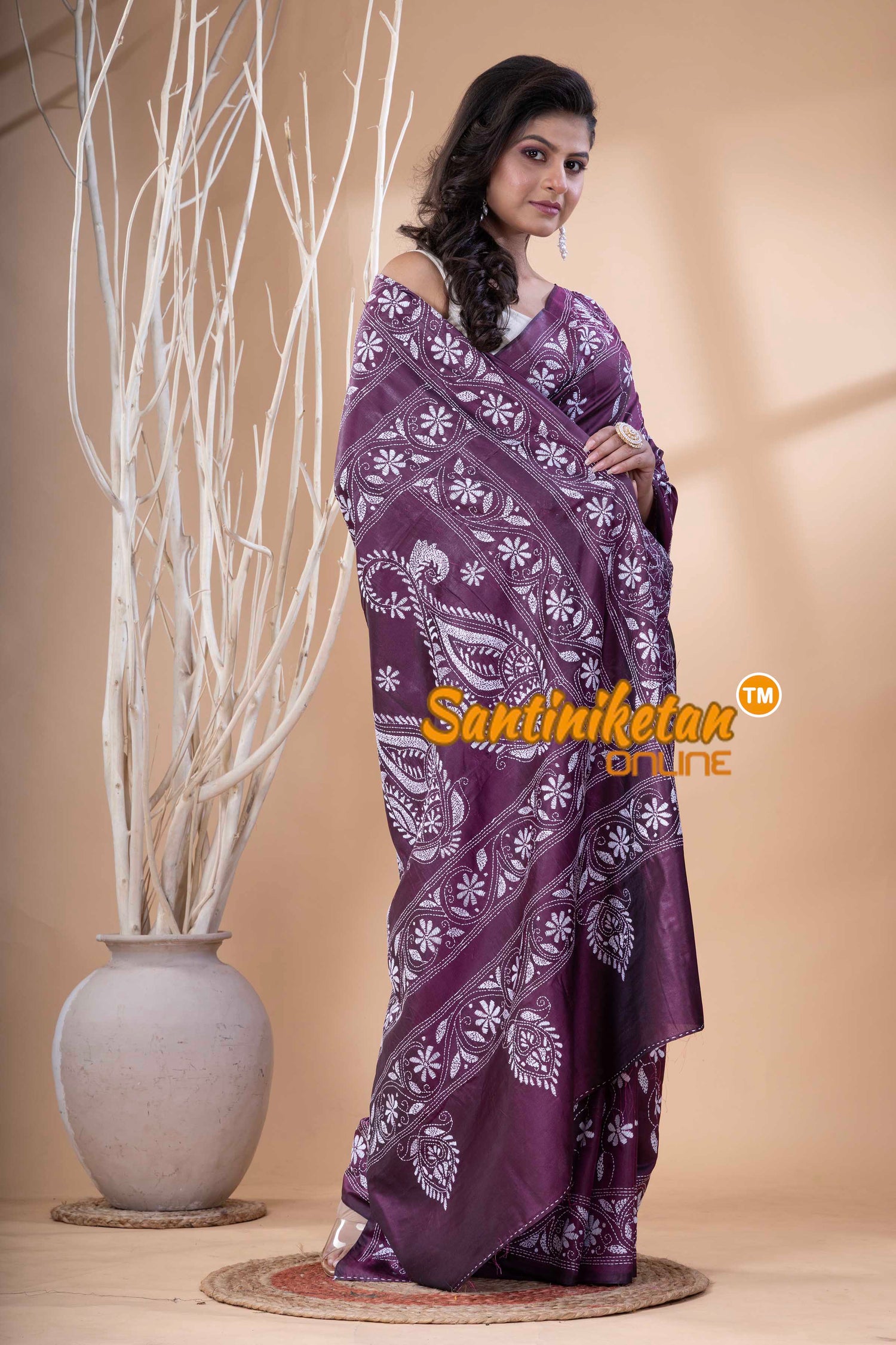 Bangalore Silk Kantha Stitch Saree SN202523769