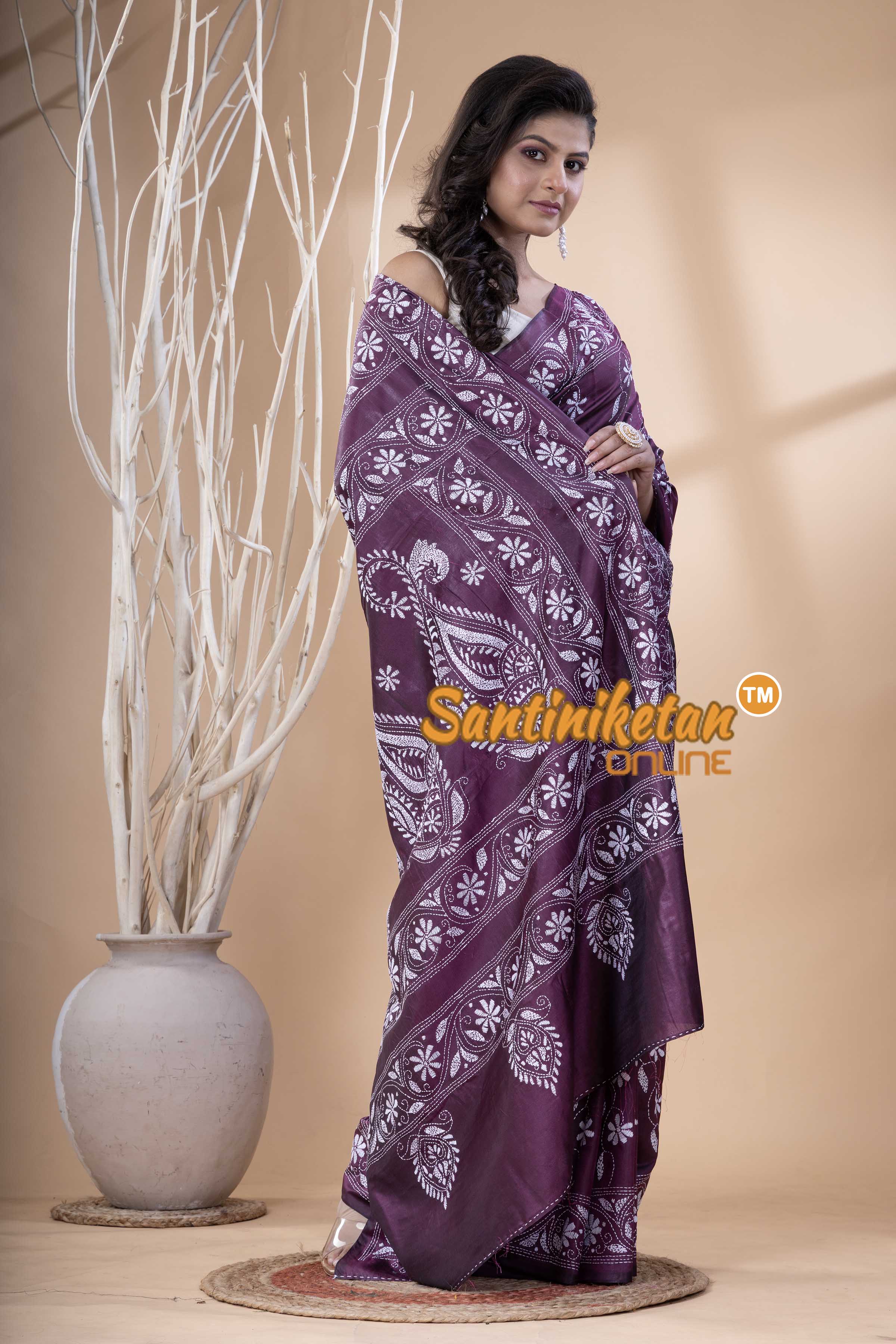 Bangalore Silk Kantha Stitch Saree SN202523769