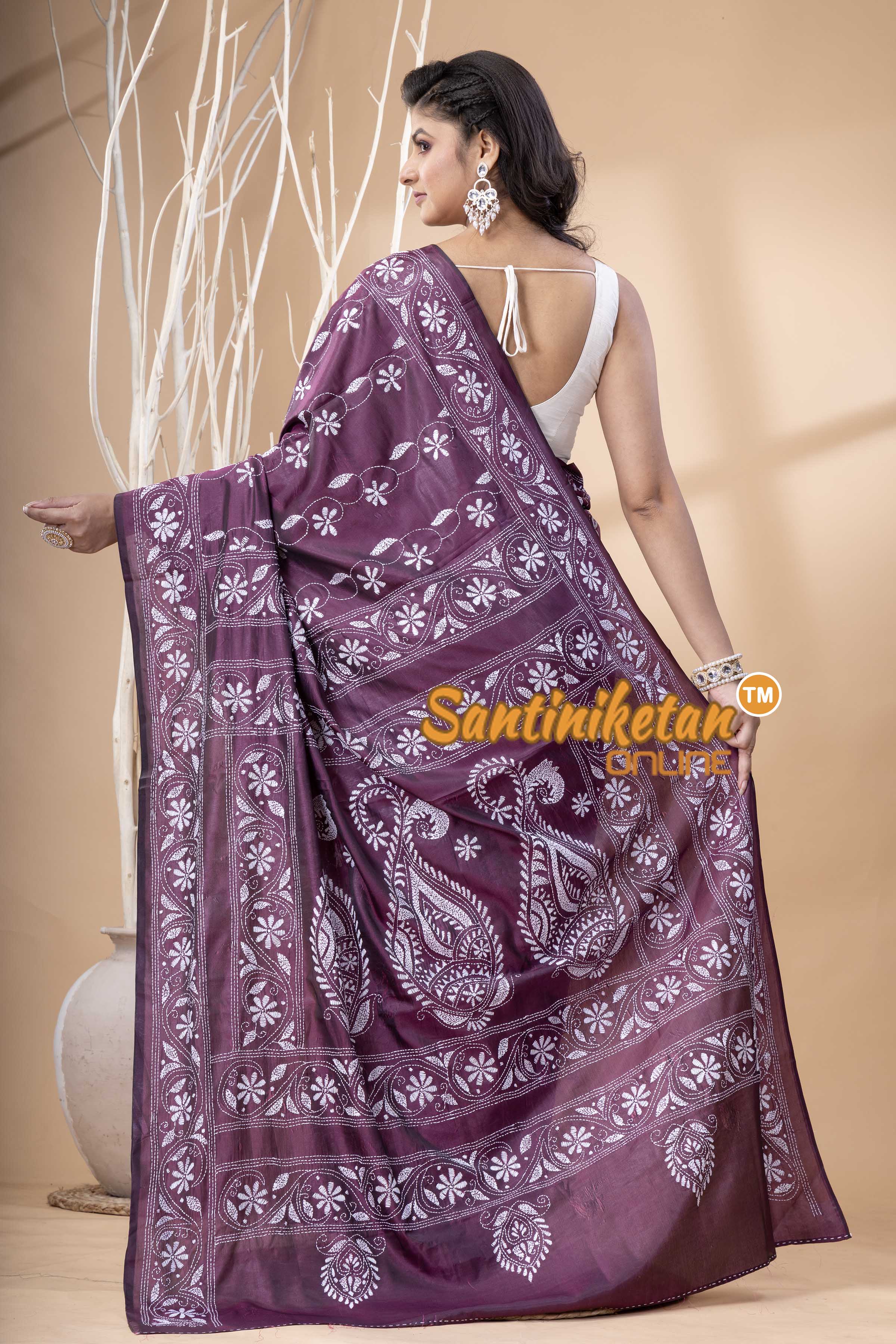 Bangalore Silk Kantha Stitch Saree SN202523769