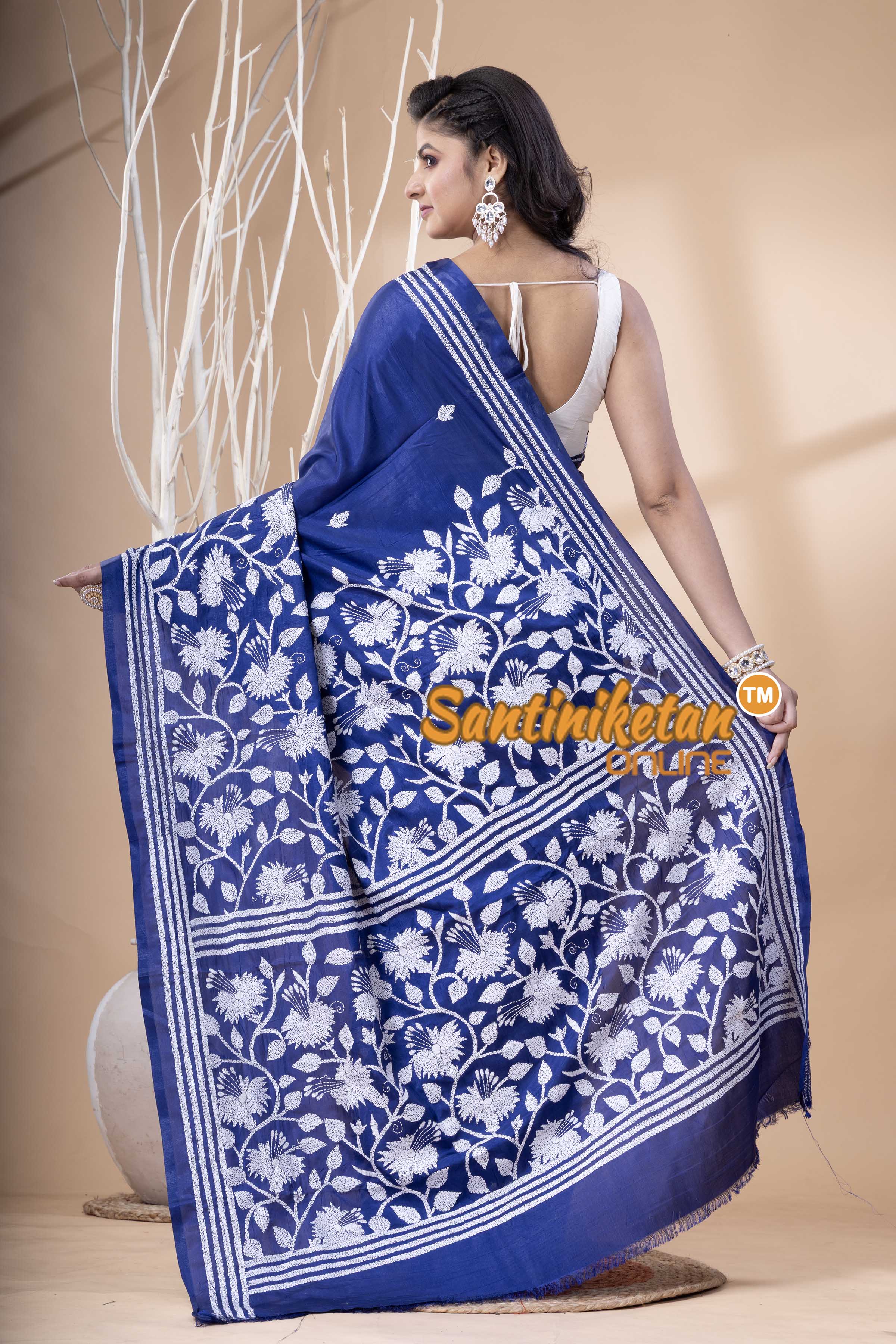 Bangalore Silk Kantha Stitch Saree SN202523787