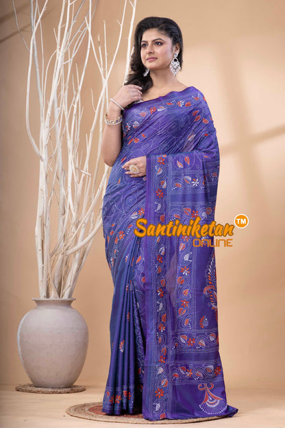 Bangalore Silk Kantha Stitch Saree SN202523791