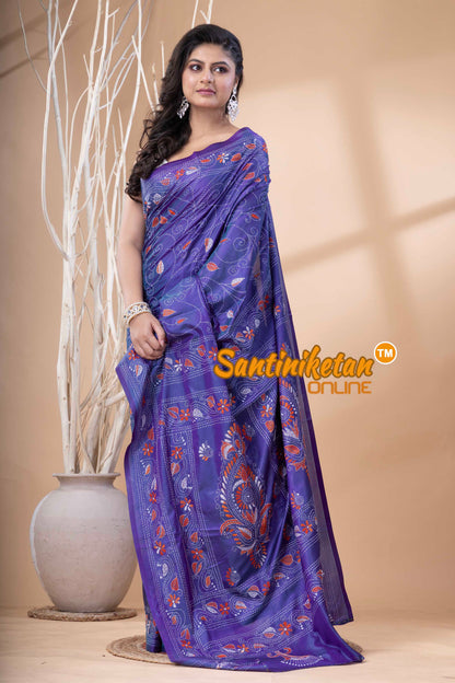 Bangalore Silk Kantha Stitch Saree SN202523791