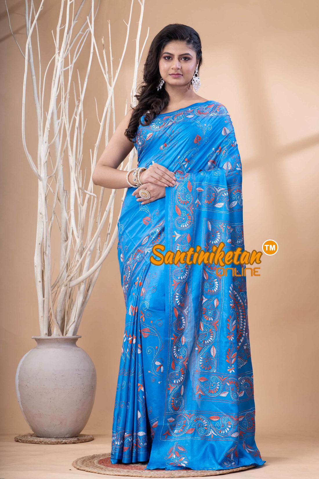 Bangalore Silk Kantha Stitch Saree SN202523797