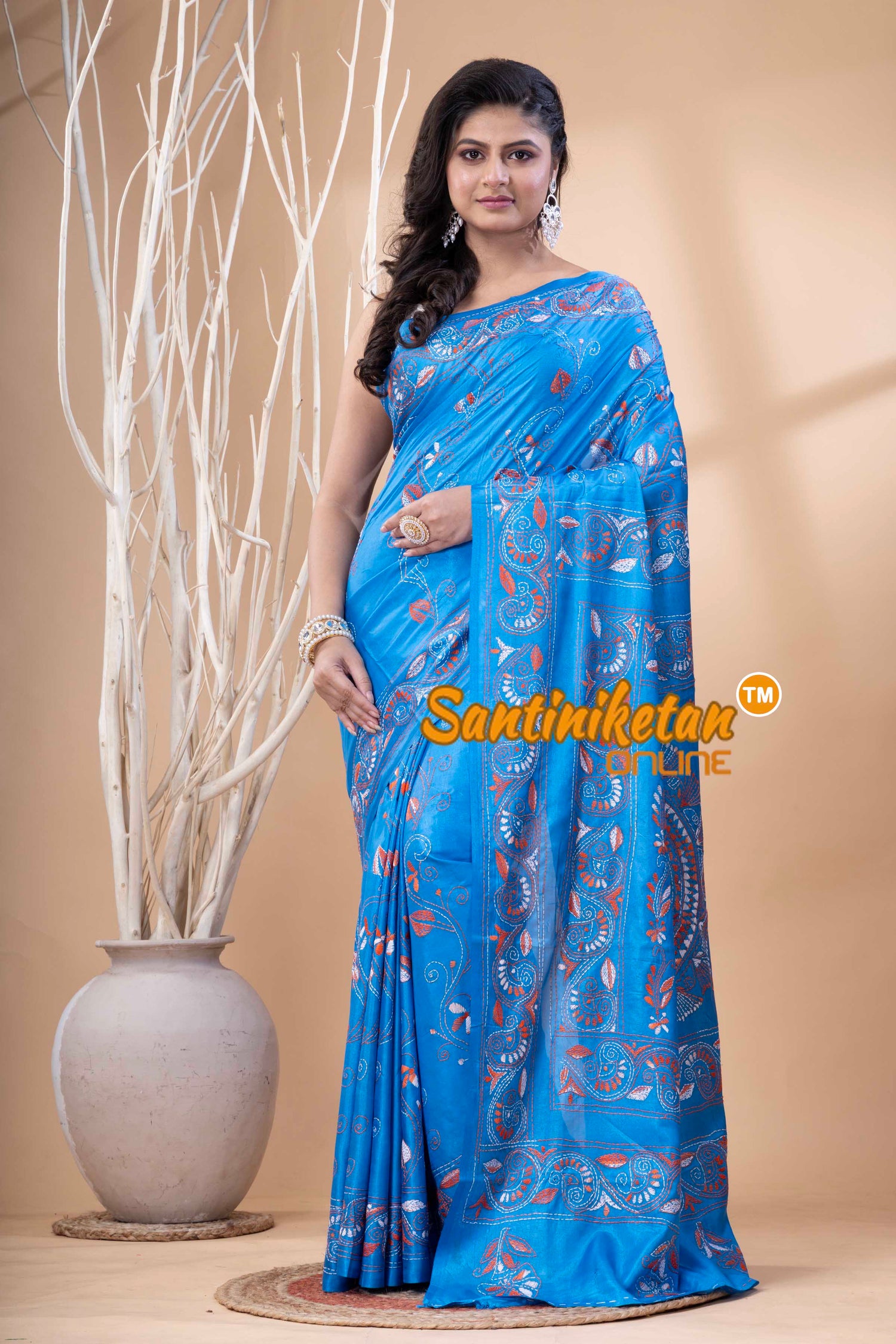 Bangalore Silk Kantha Stitch Saree SN202523797