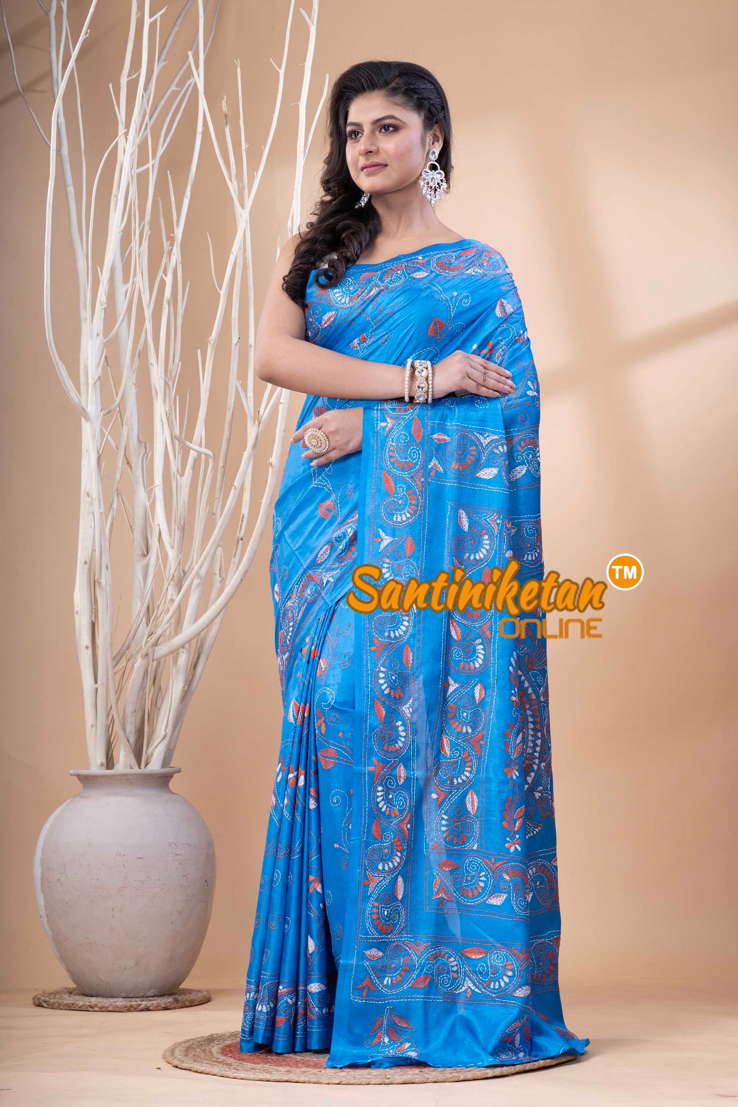 Bangalore Silk Kantha Stitch Saree SN202523797