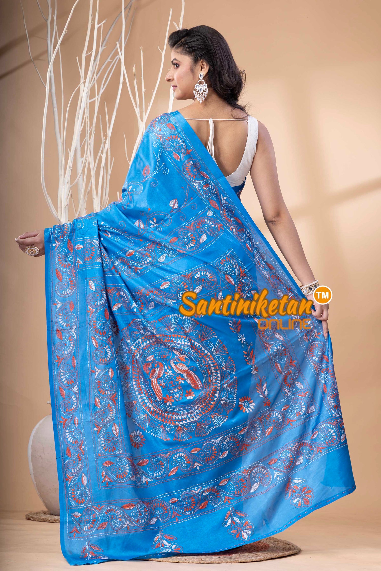 Bangalore Silk Kantha Stitch Saree SN202523797