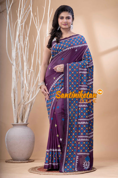Bangalore Silk Gujrati Stitch Saree SN202523809