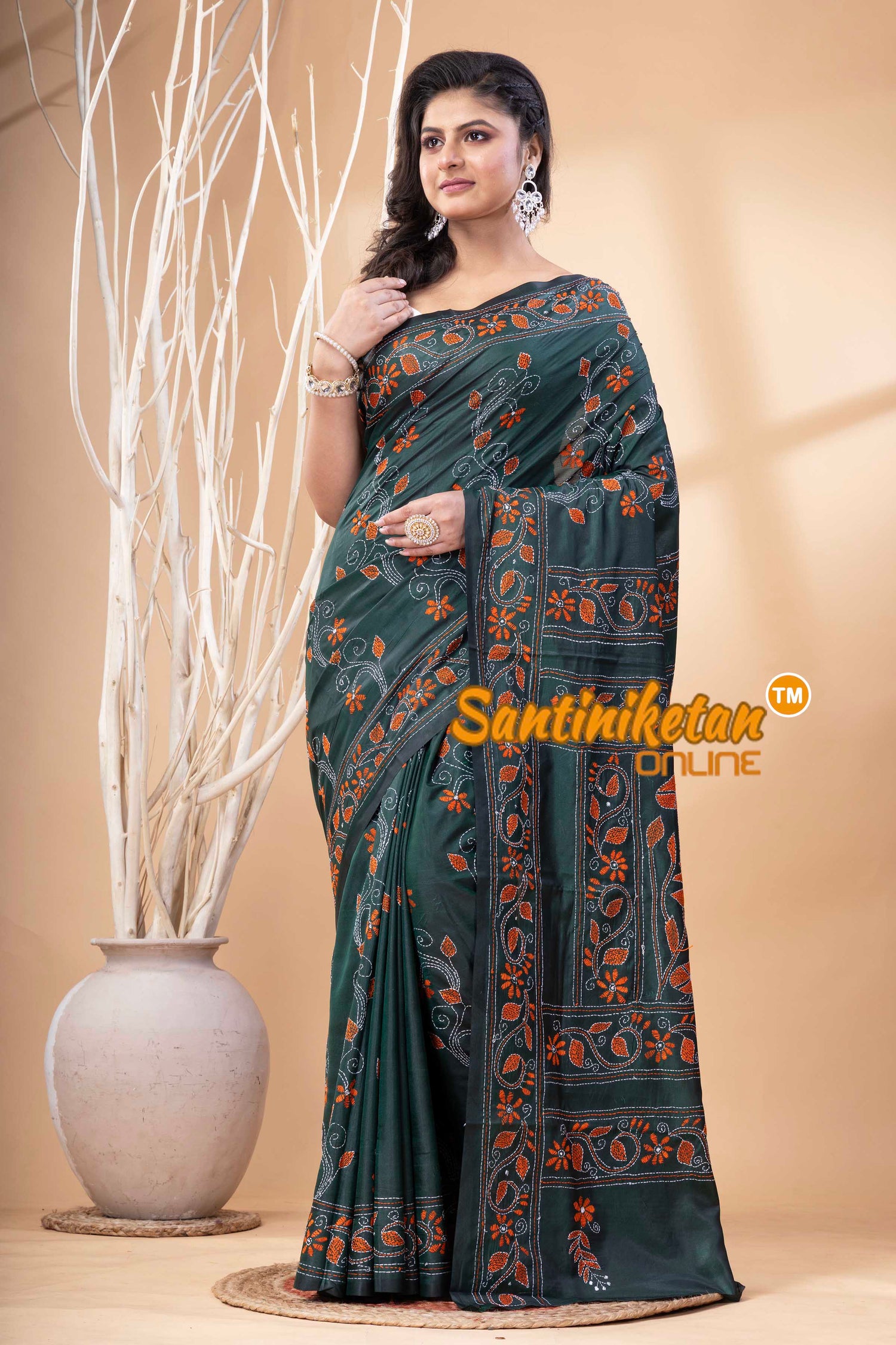 Bangalore Silk Kantha Stitch Saree SN202523821