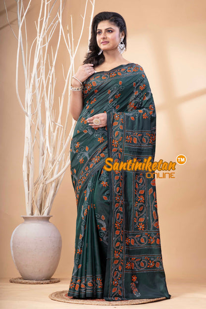 Bangalore Silk Kantha Stitch Saree SN202523821