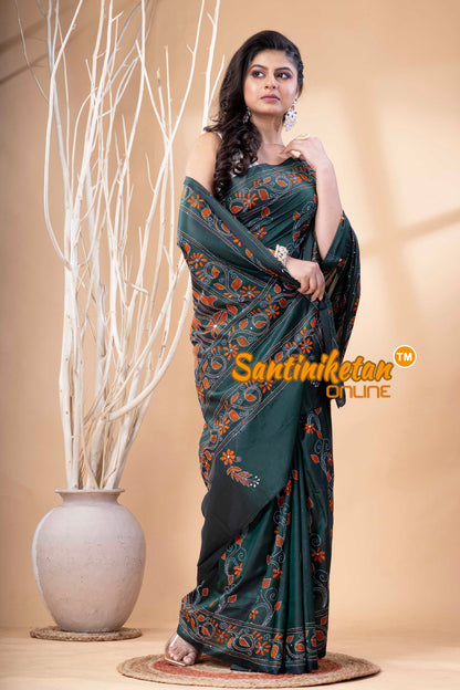 Bangalore Silk Kantha Stitch Saree SN202523821