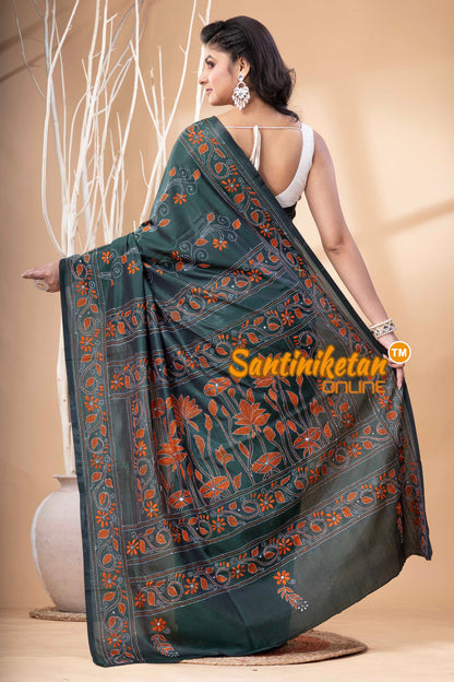Bangalore Silk Kantha Stitch Saree SN202523821