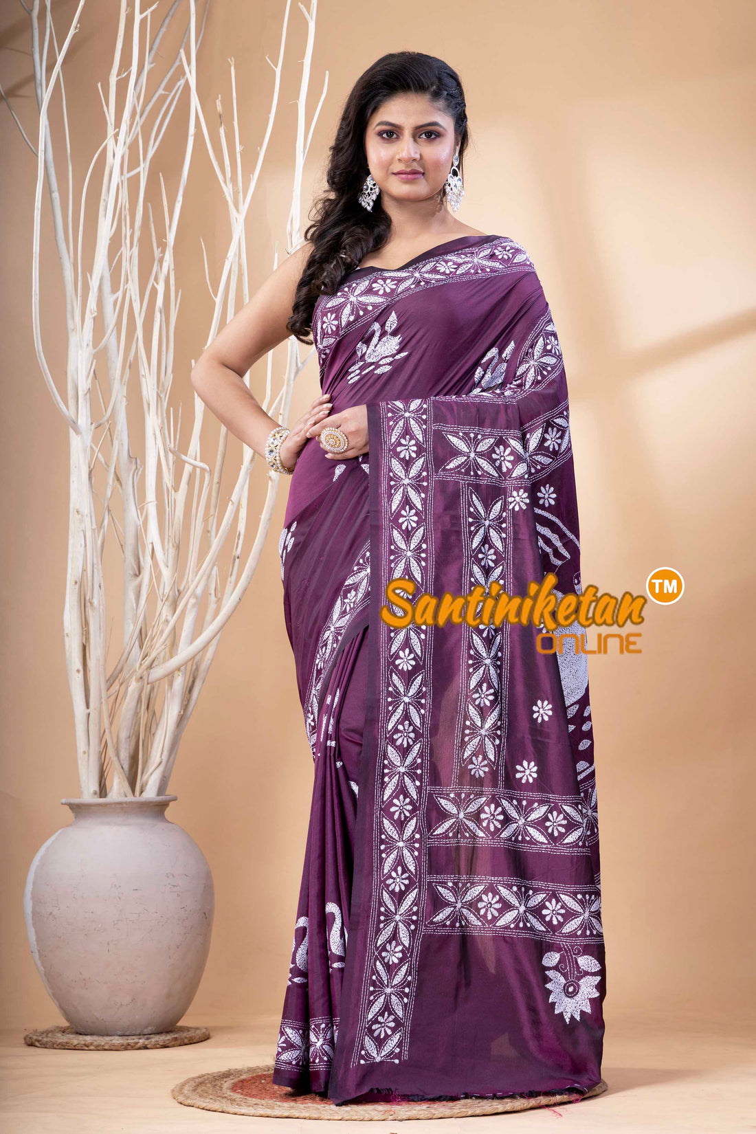 Bangalore Silk Kantha Stitch Saree SN202523827