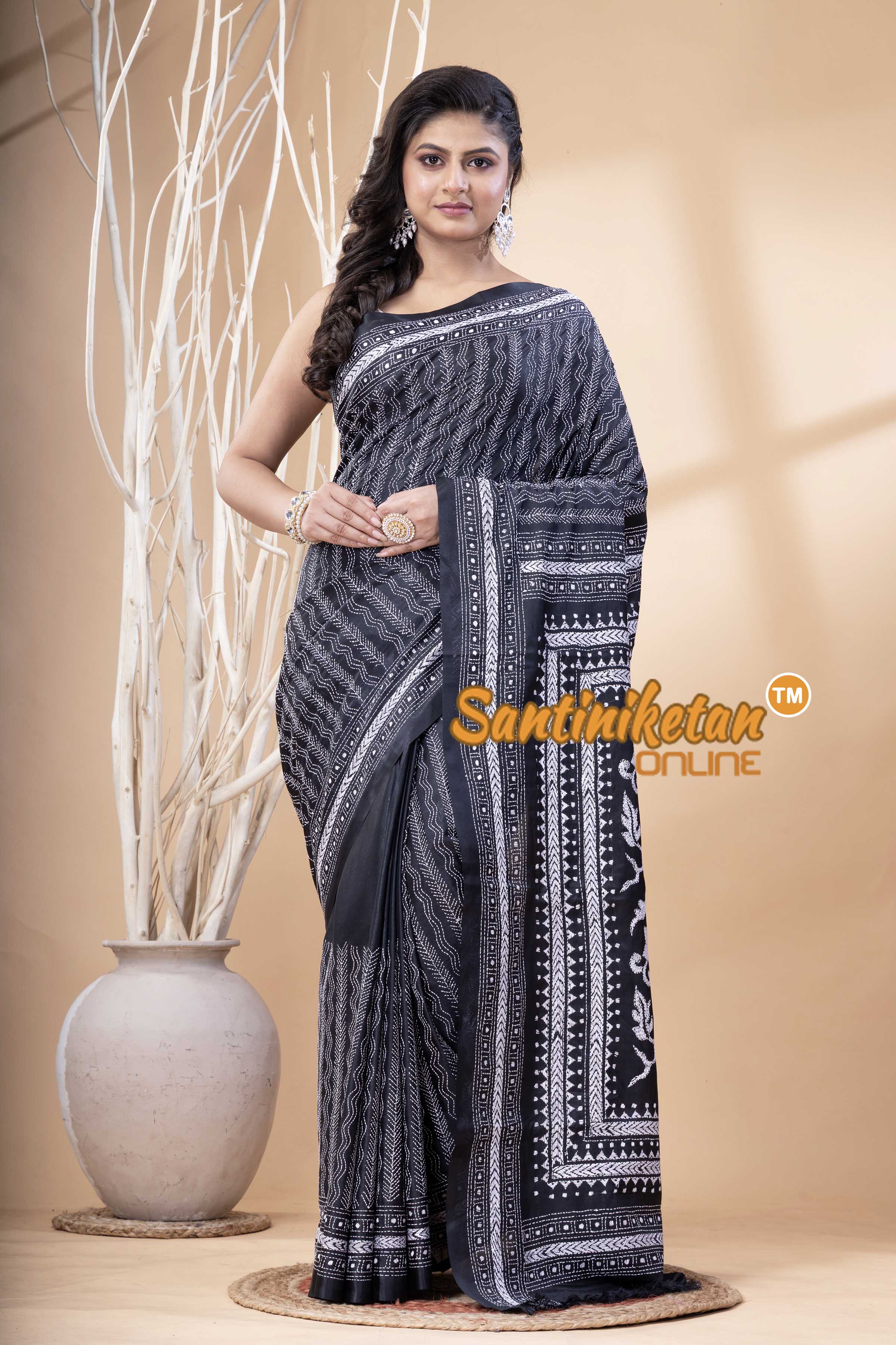 Bangalore Silk Kantha Stitch Saree SN202523833