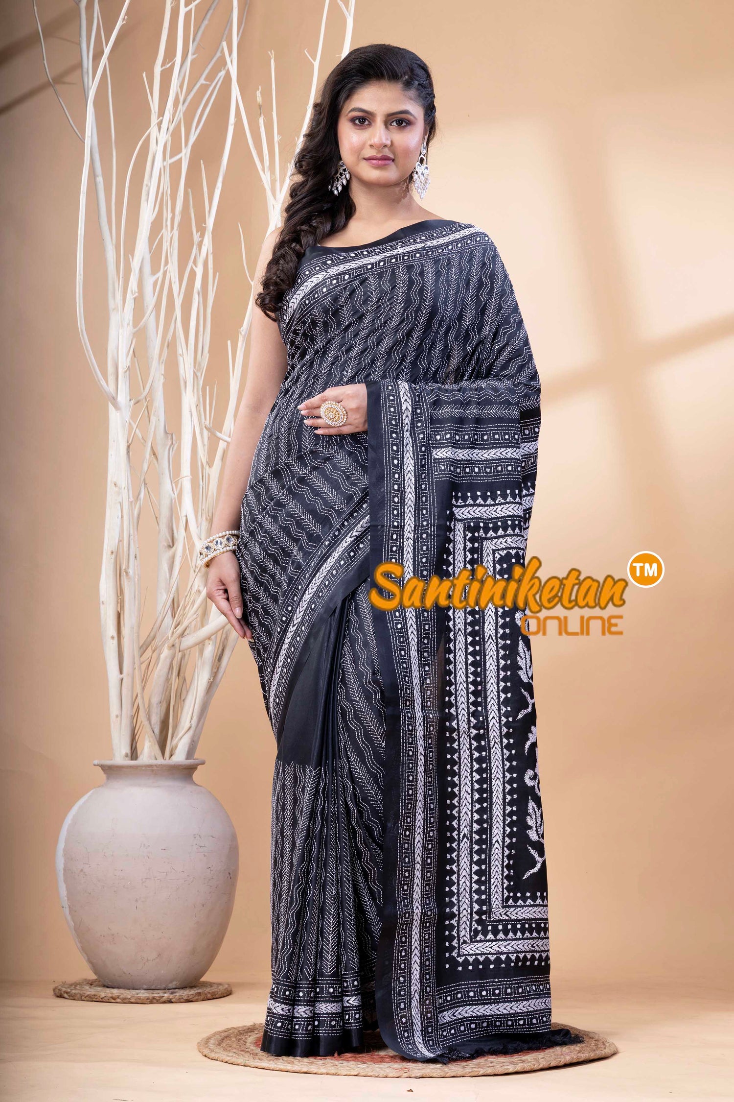 Bangalore Silk Kantha Stitch Saree SN202523833
