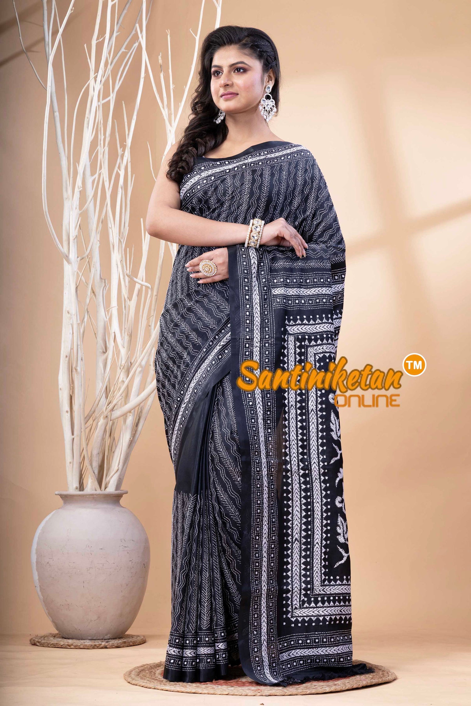 Bangalore Silk Kantha Stitch Saree SN202523833