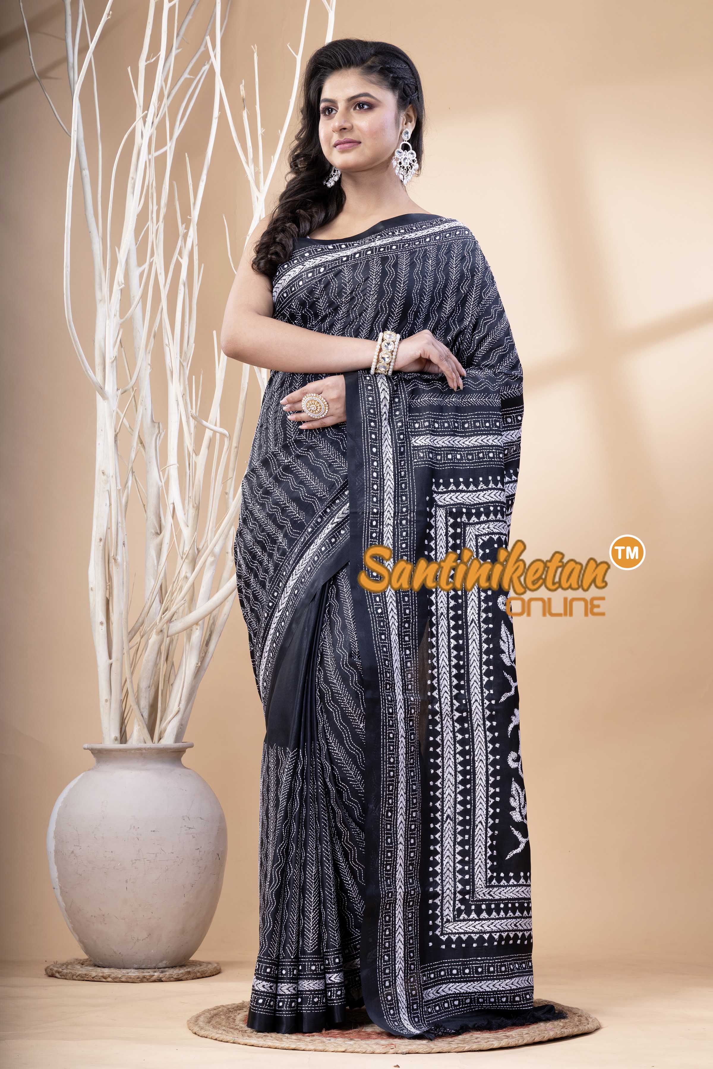 Bangalore Silk Kantha Stitch Saree SN202523833