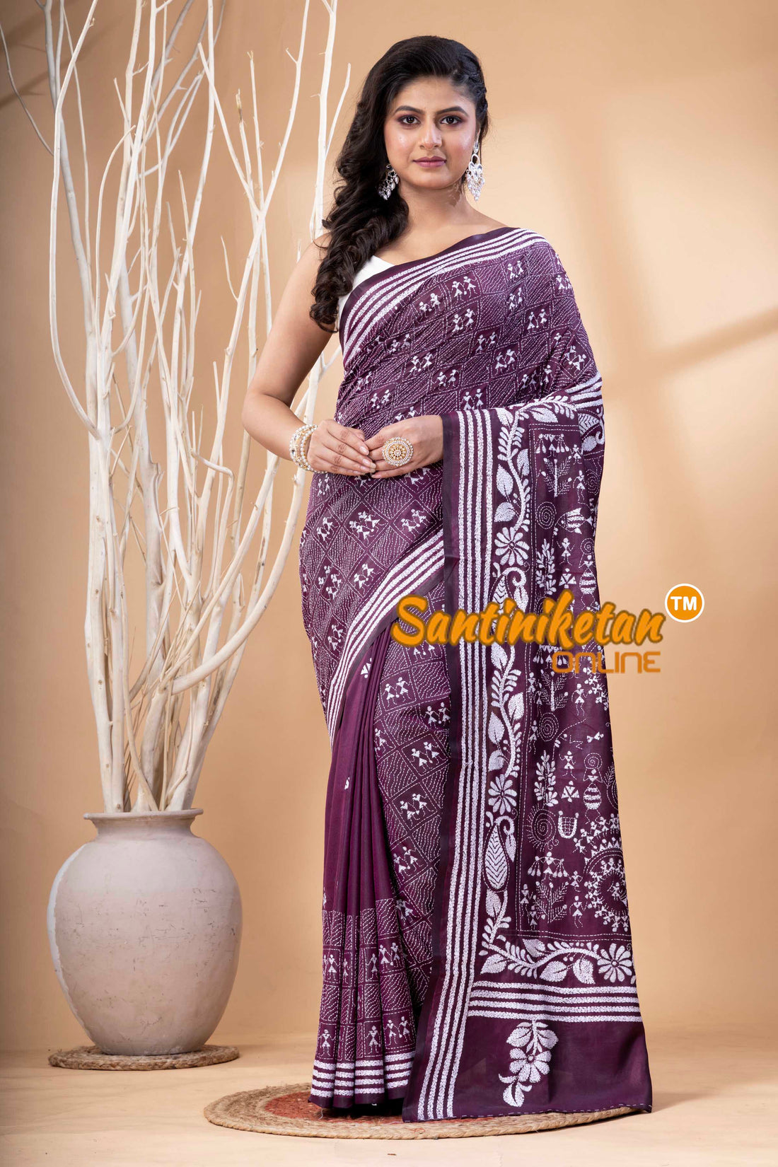 Bangalore Silk Kantha Stitch Saree SN202523839