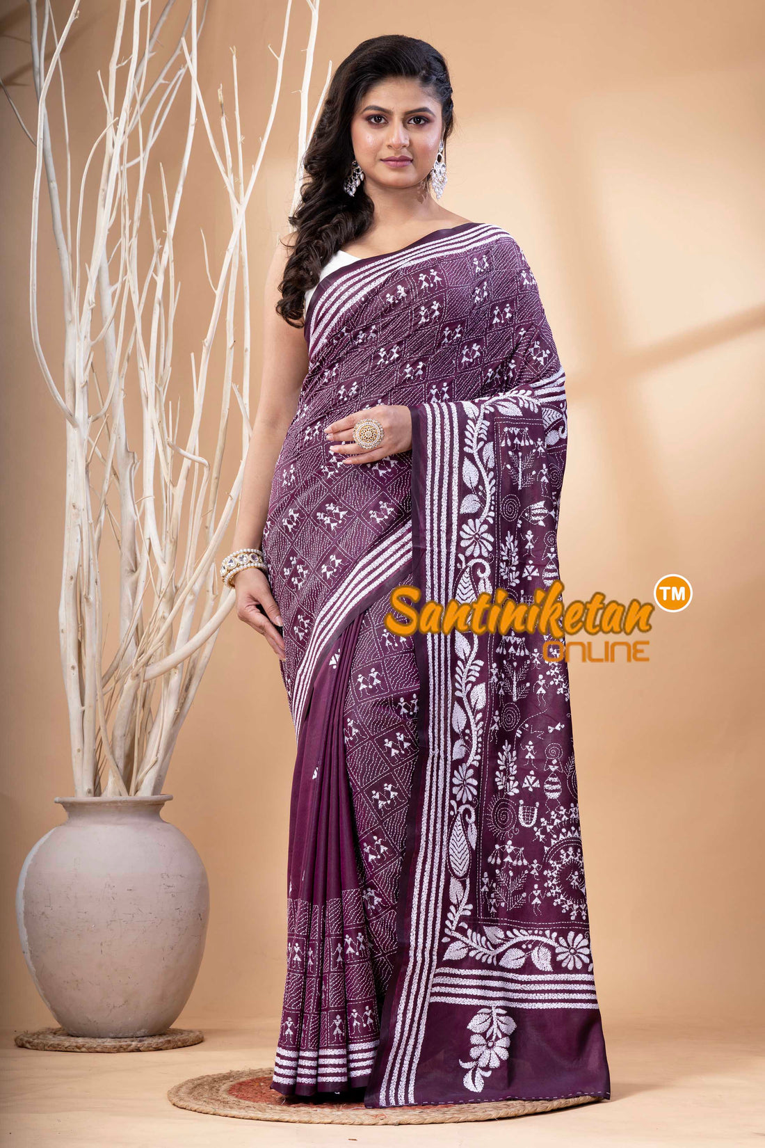 Bangalore Silk Kantha Stitch Saree SN202523839