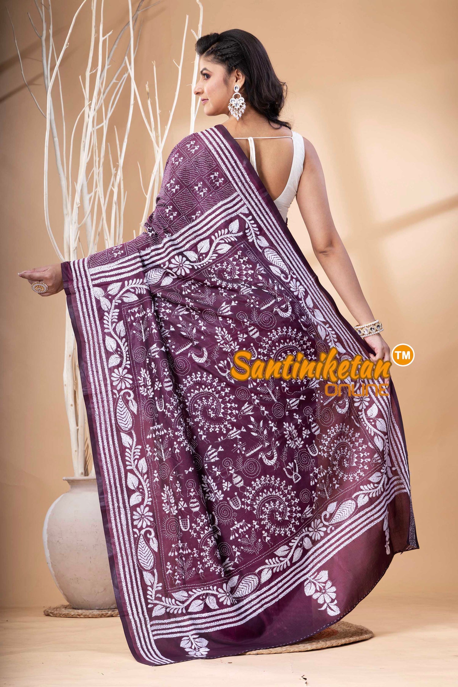 Bangalore Silk Kantha Stitch Saree SN202523839