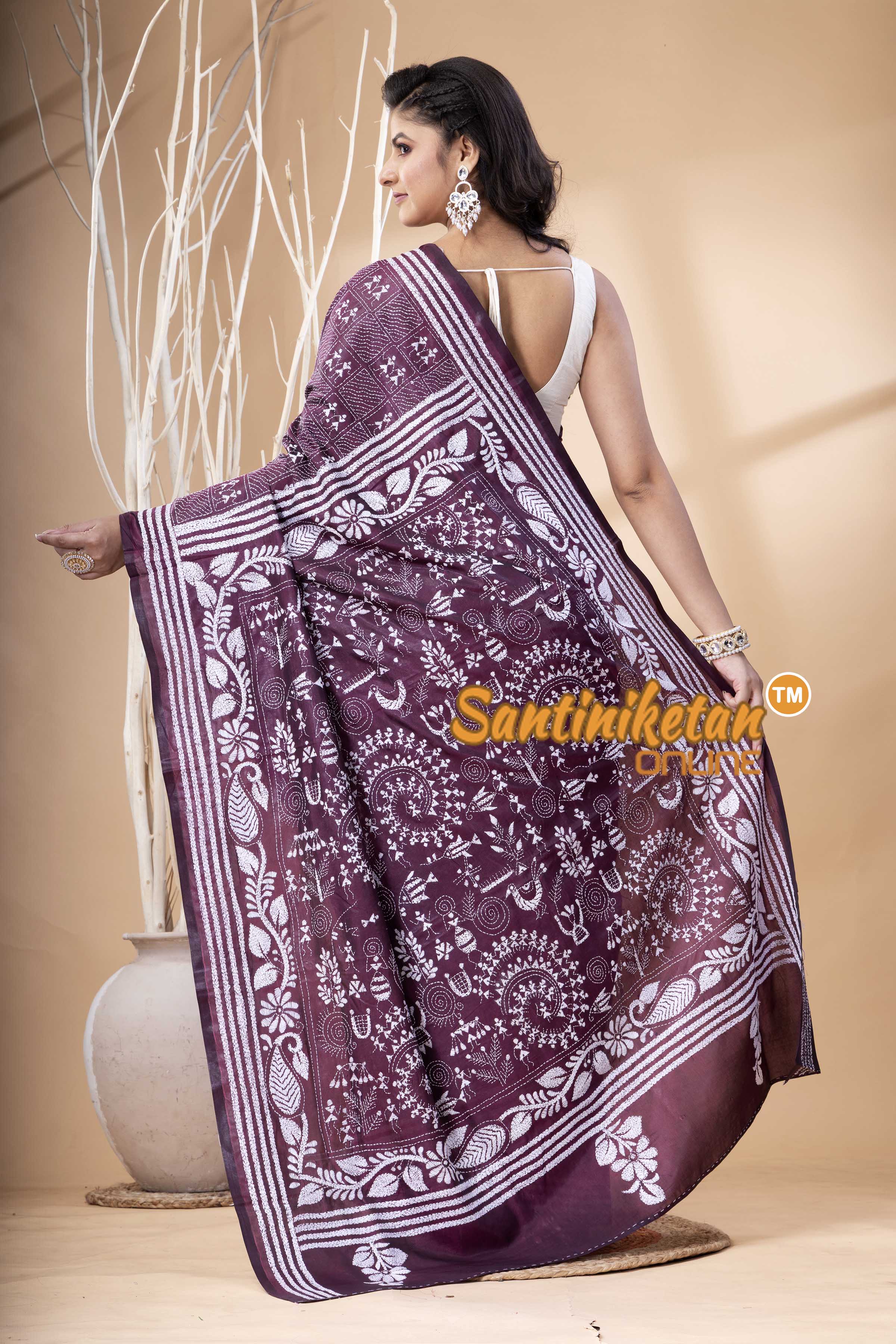 Bangalore Silk Kantha Stitch Saree SN202523839