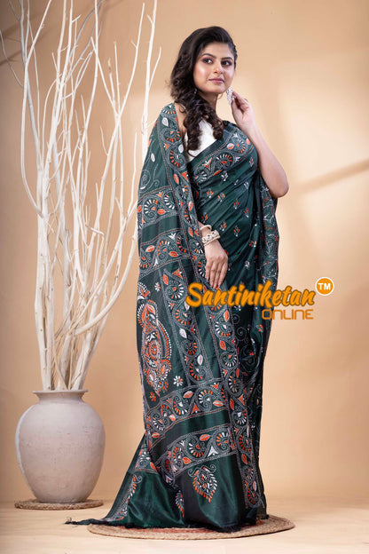Bangalore Silk Kantha Stitch Saree SN202523845