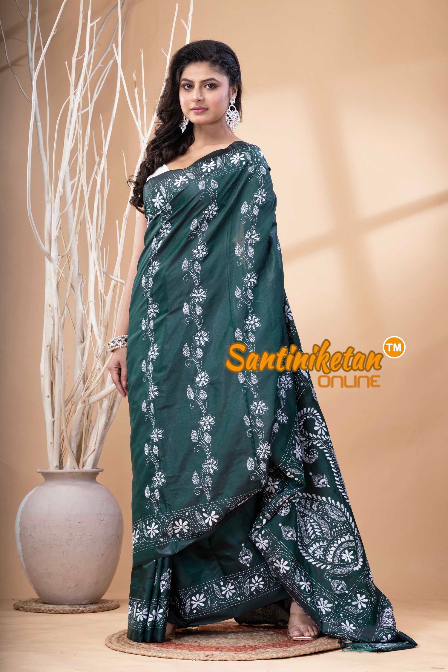Bangalore Silk Kantha Stitch Saree SN202523870
