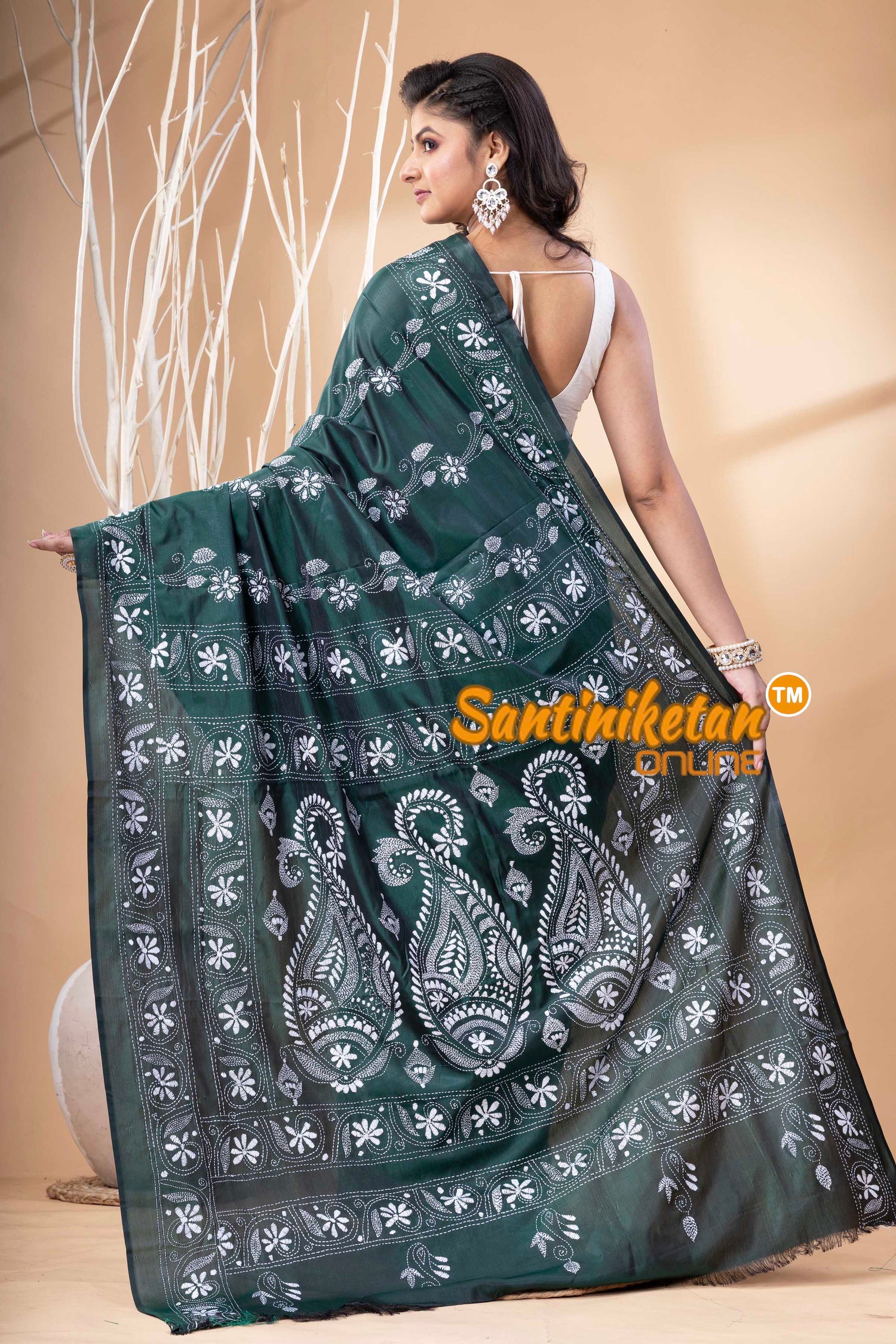 Bangalore Silk Kantha Stitch Saree SN202523870