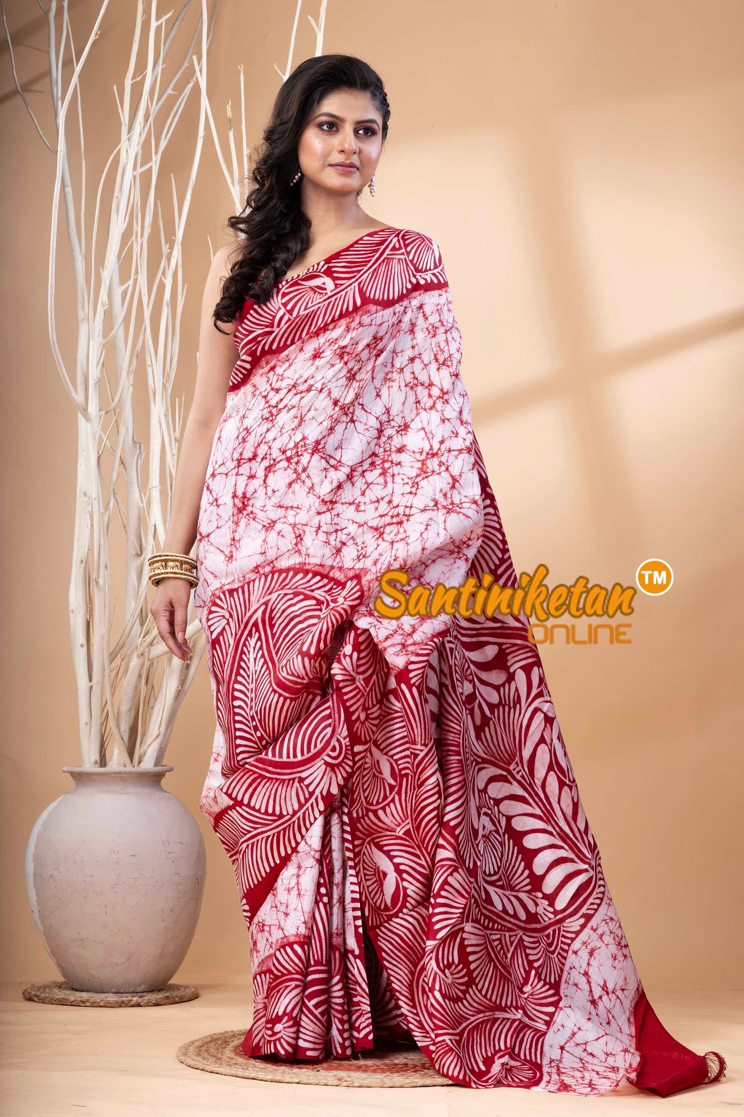Hand Batik On Murshidabad Silk Saree SN202523876