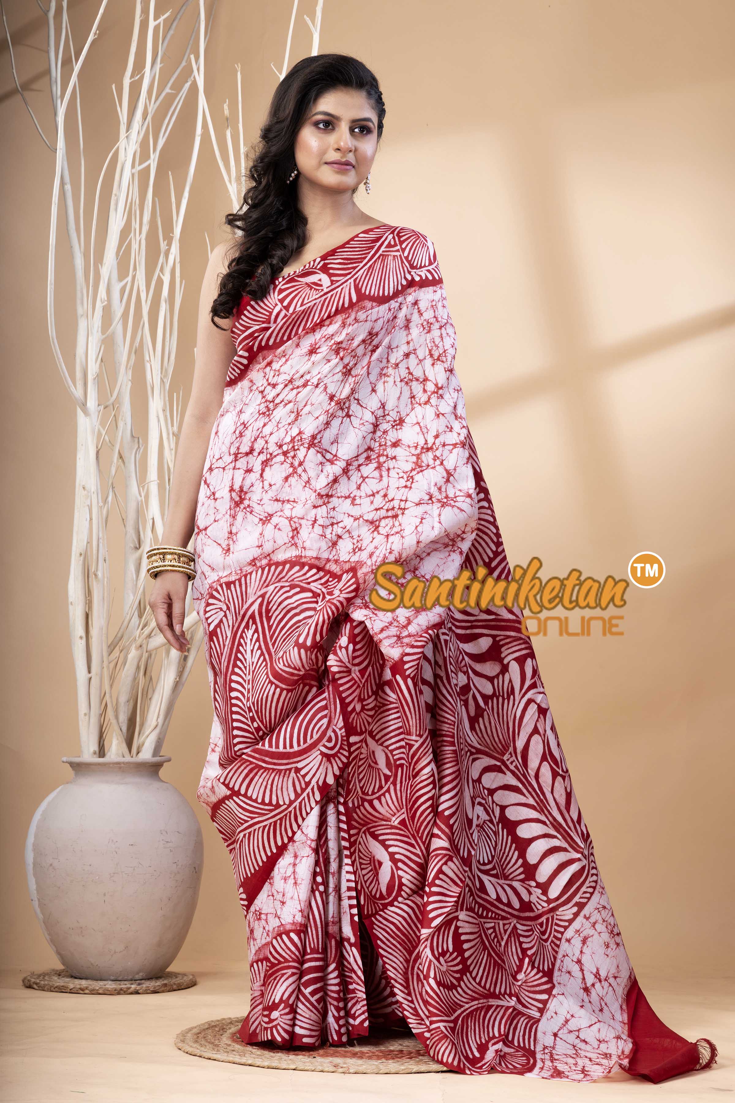 Hand Batik On Murshidabad Silk Saree SN202523876