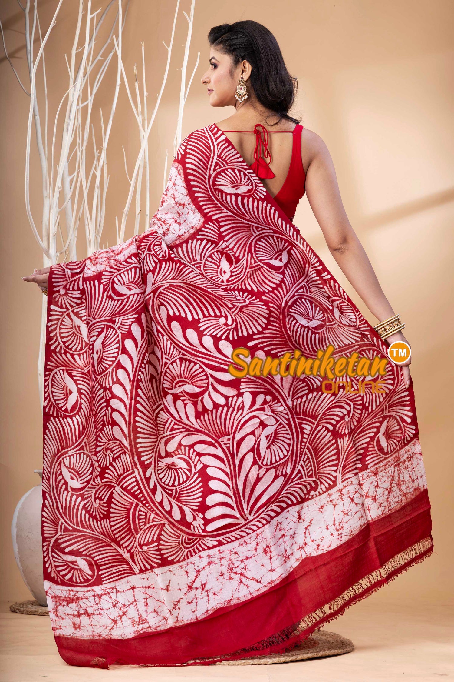 Hand Batik On Murshidabad Silk Saree SN202523876