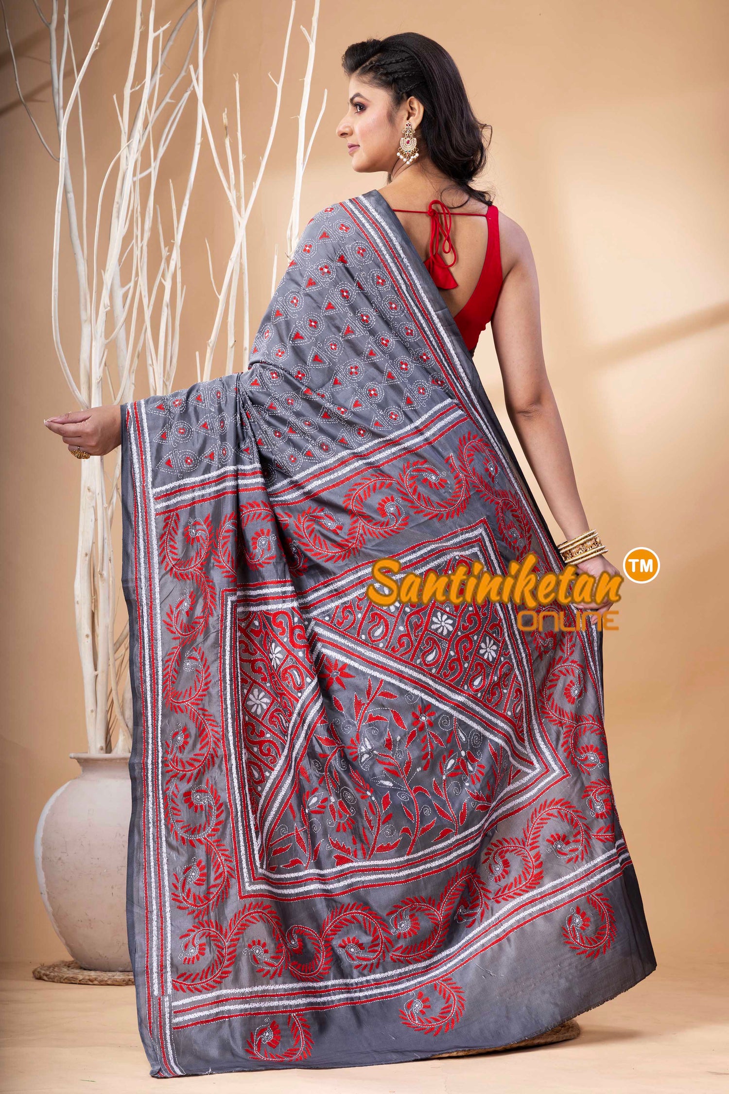 Bangalore Silk Kantha Stitch Saree SN202523882