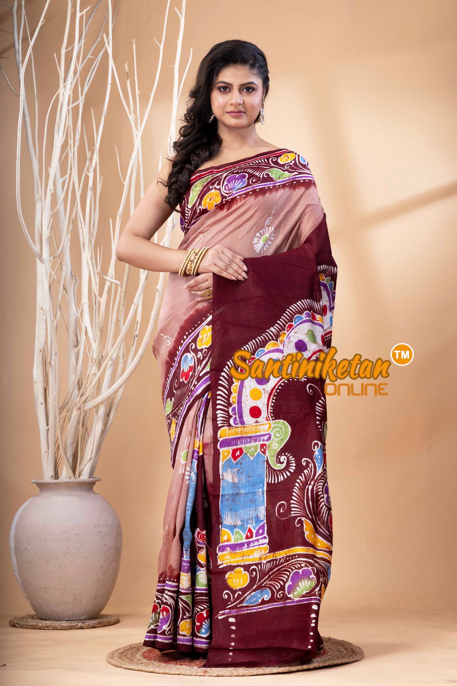 Hand Batik On Murshidabad Silk Saree SN202523888