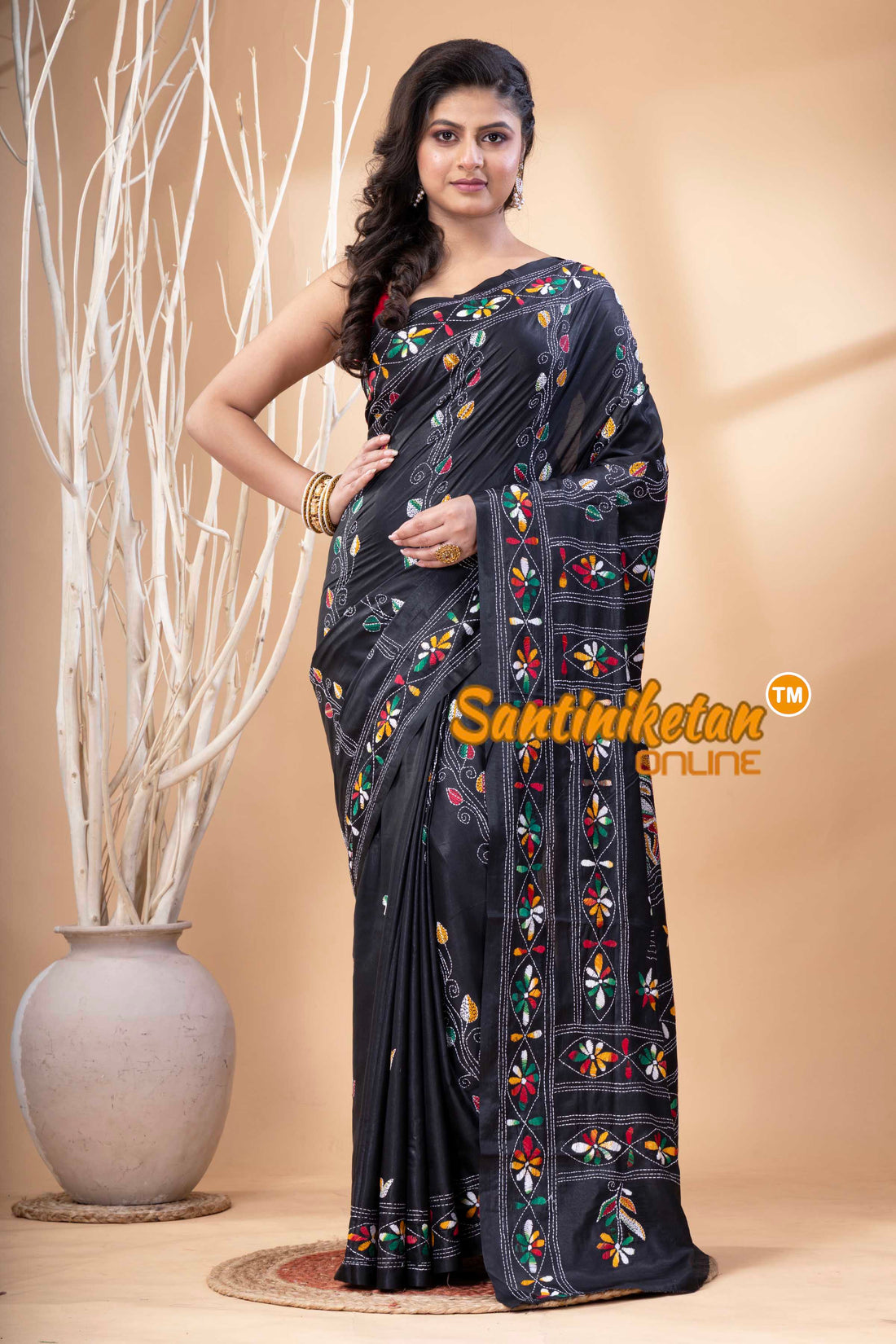 Bangalore Silk Kantha Stitch Saree SN202523894
