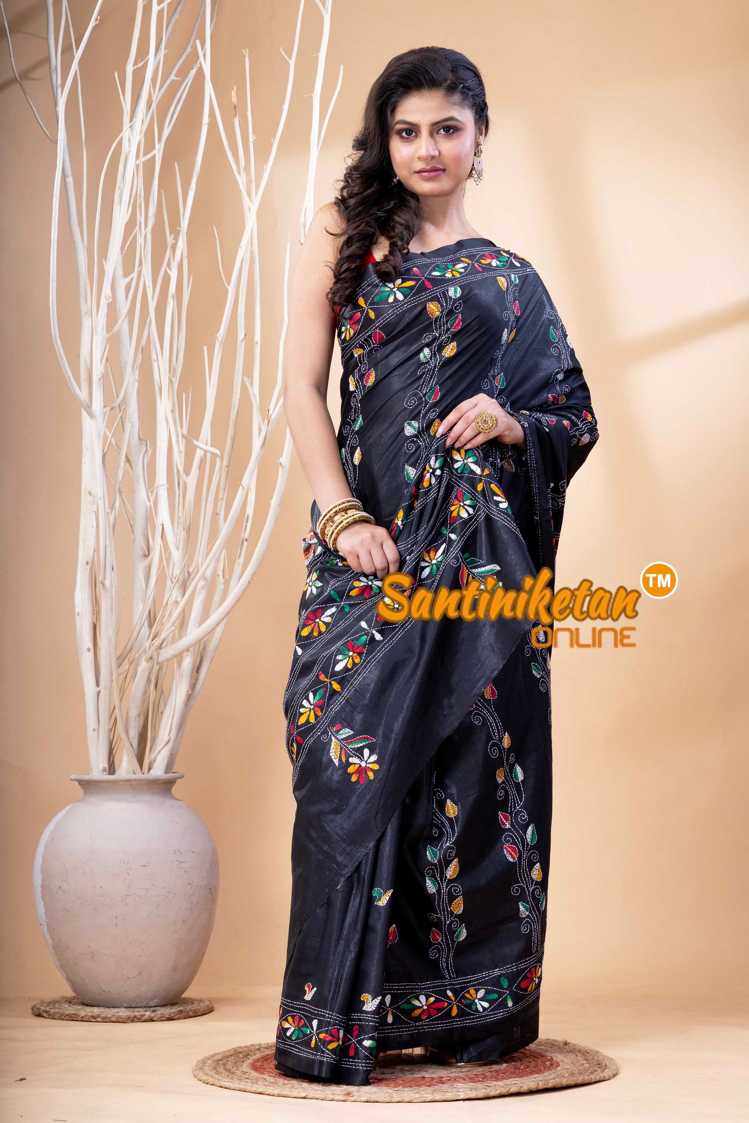 Bangalore Silk Kantha Stitch Saree SN202523894