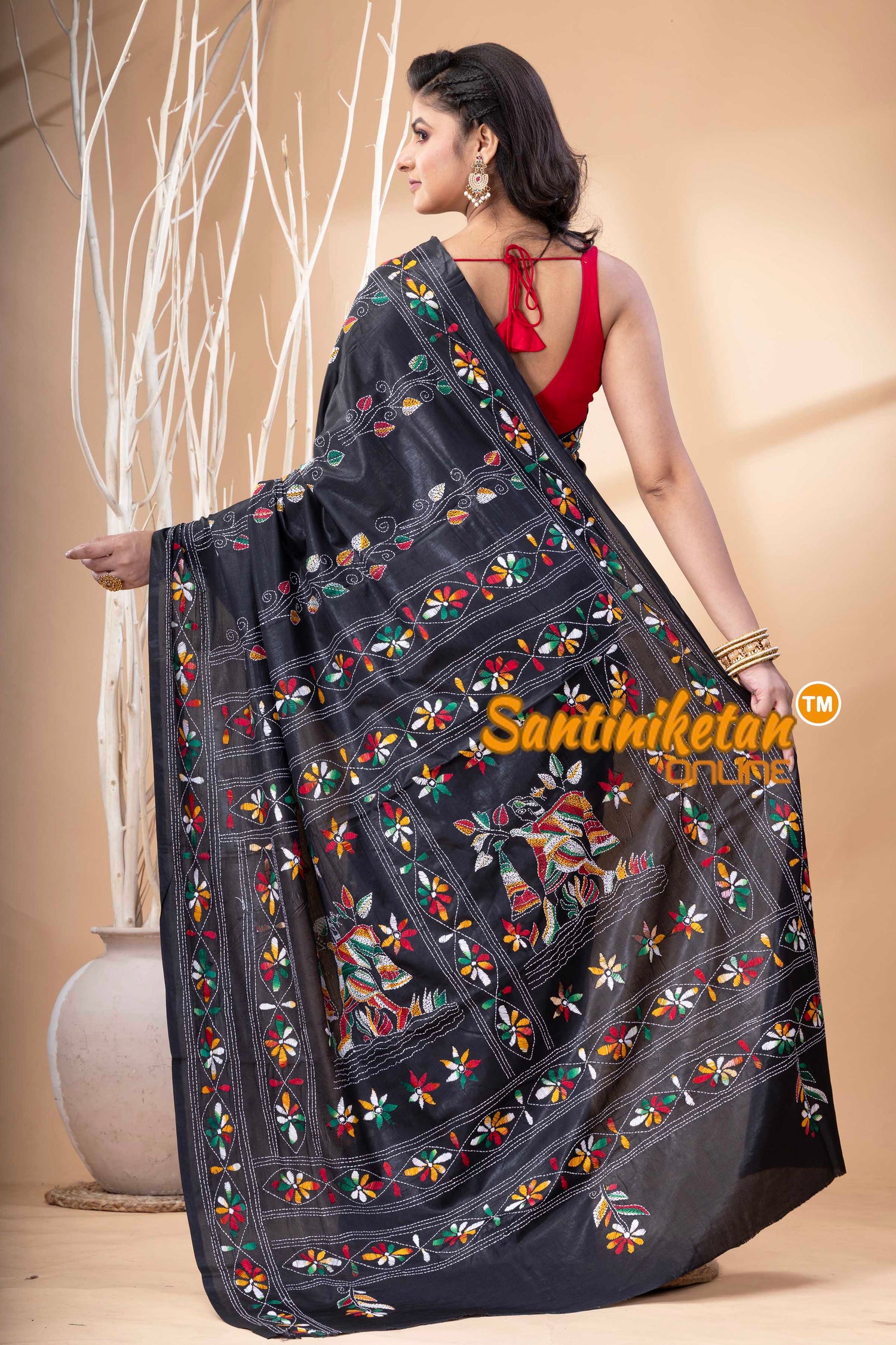Bangalore Silk Kantha Stitch Saree SN202523894