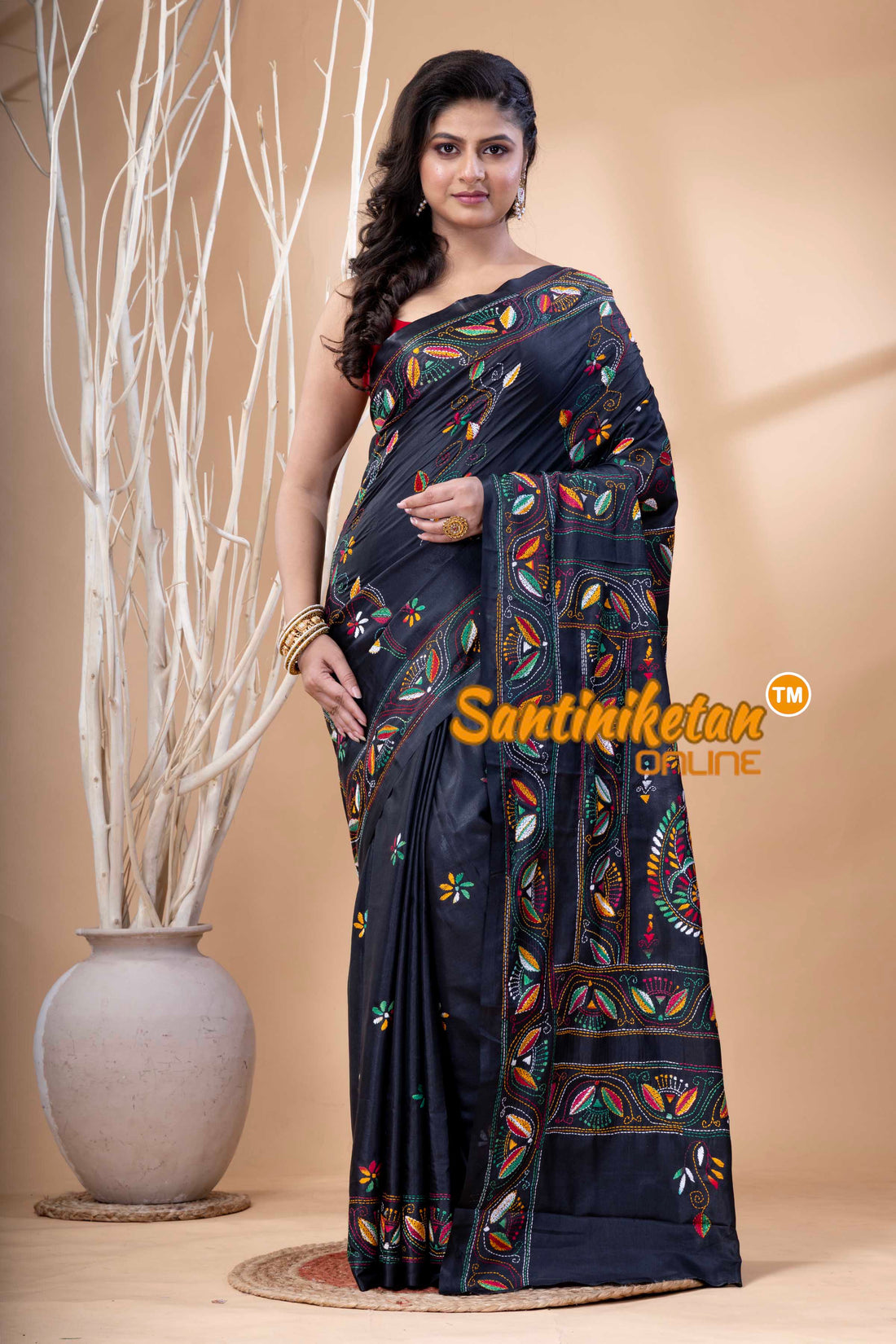 Bangalore Silk Kantha Stitch Saree SN202523901