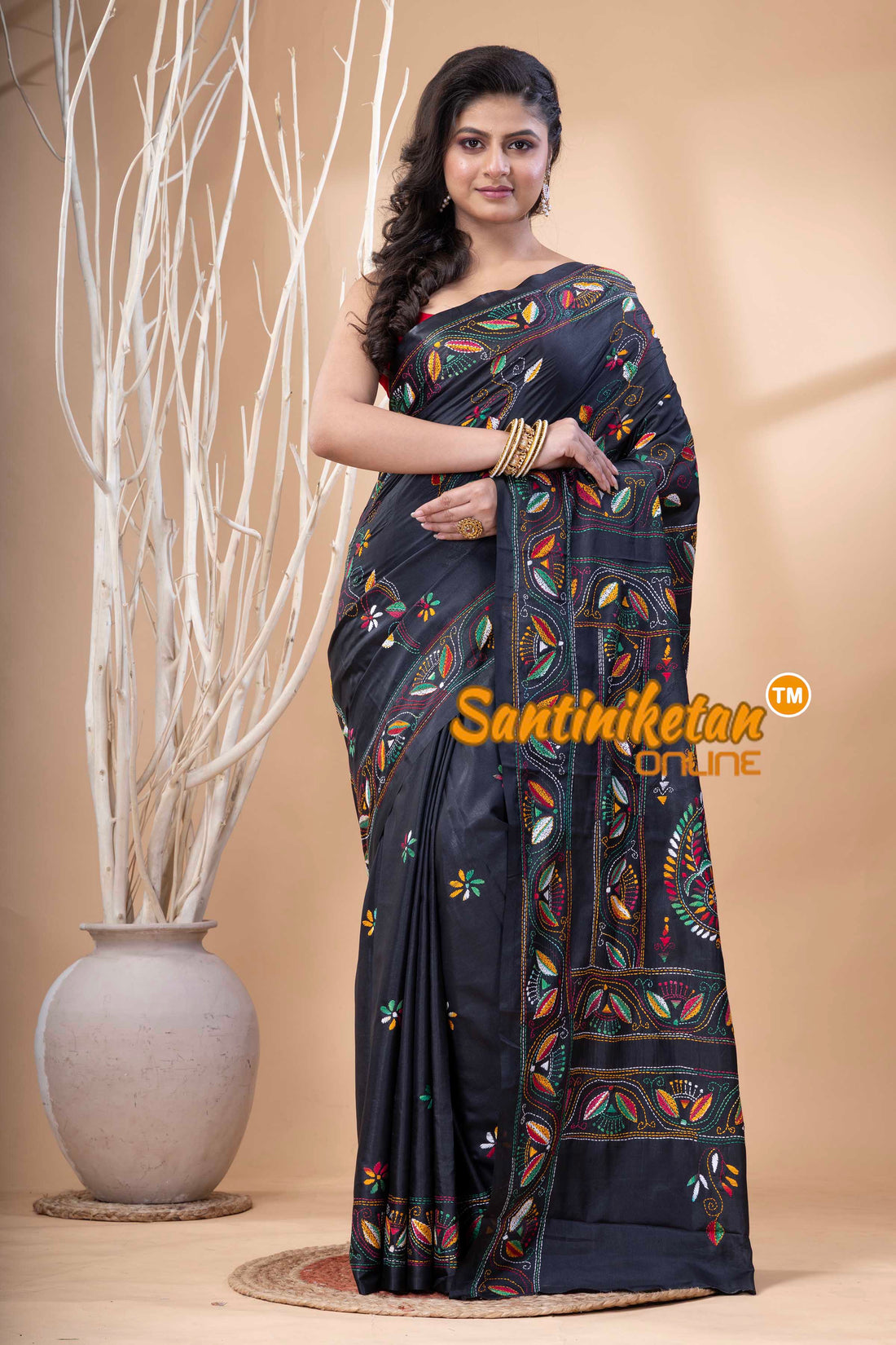 Bangalore Silk Kantha Stitch Saree SN202523901