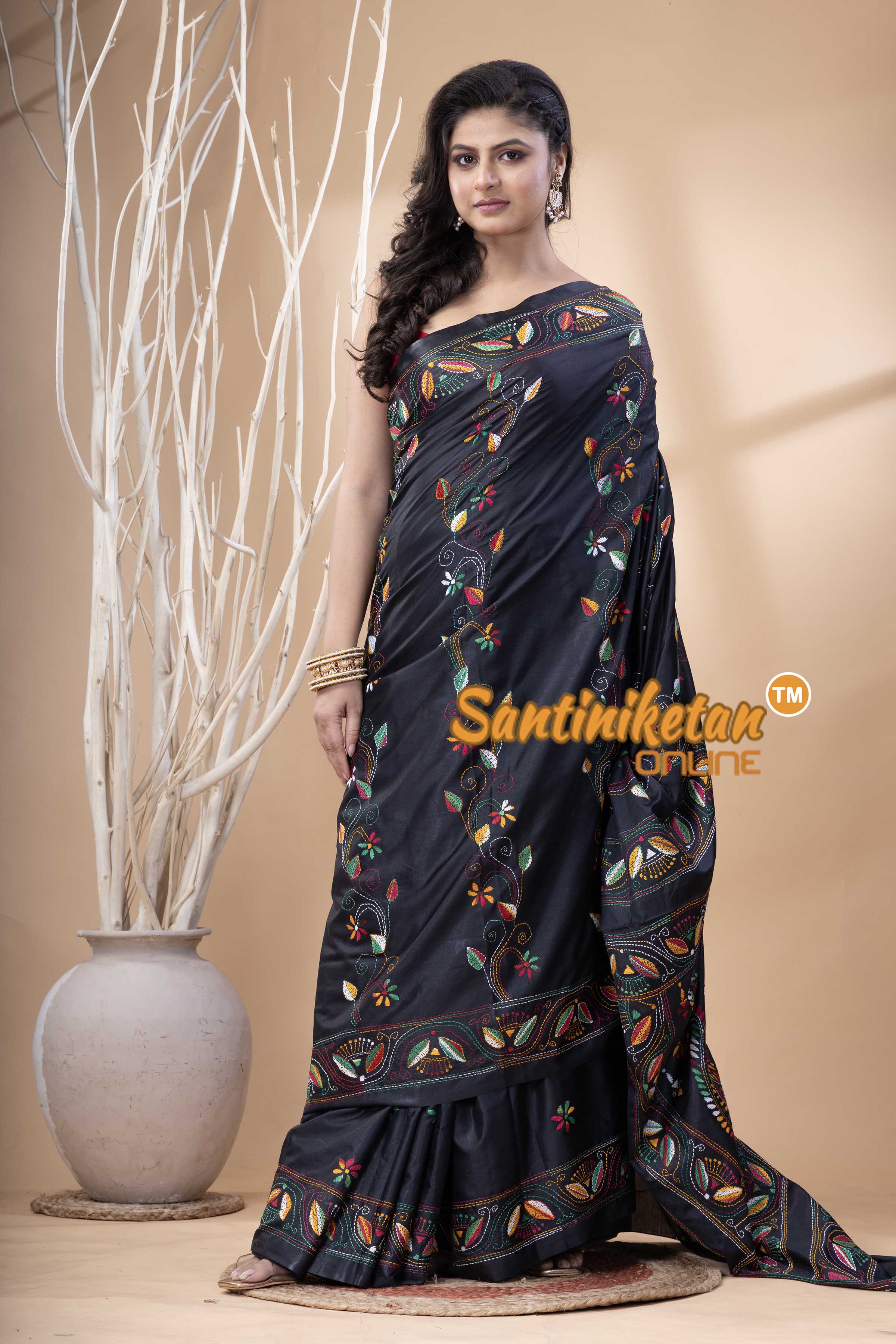 Bangalore Silk Kantha Stitch Saree SN202523901
