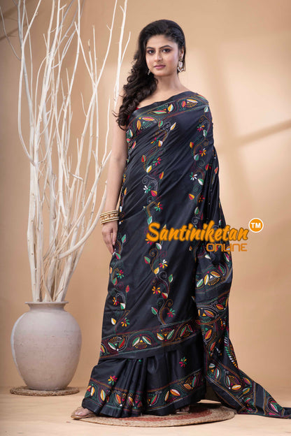 Bangalore Silk Kantha Stitch Saree SN202523901